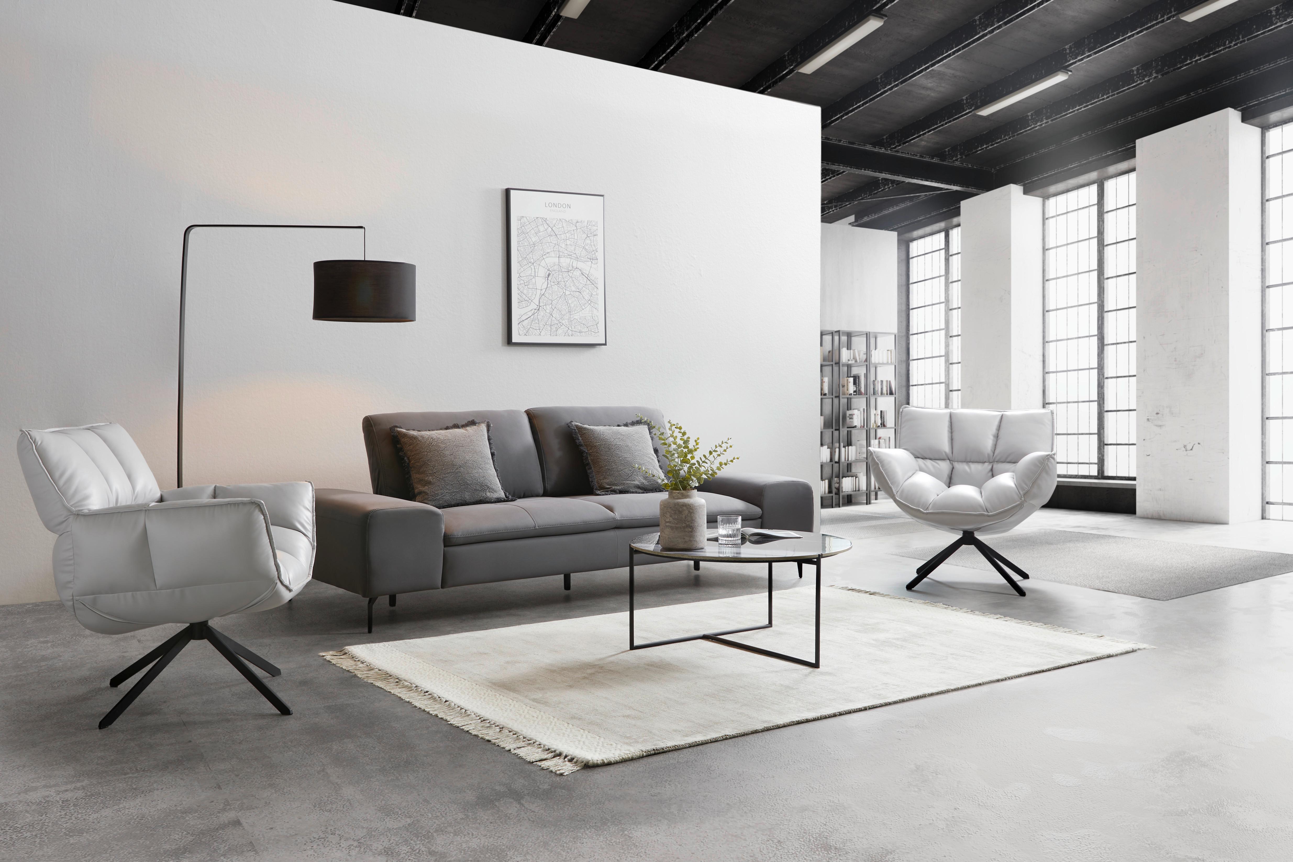Sessel, grau, "Liam" - Schwarz/Grau, MODERN, Textil/Metall (81/83/78cm) - Bessagi Home