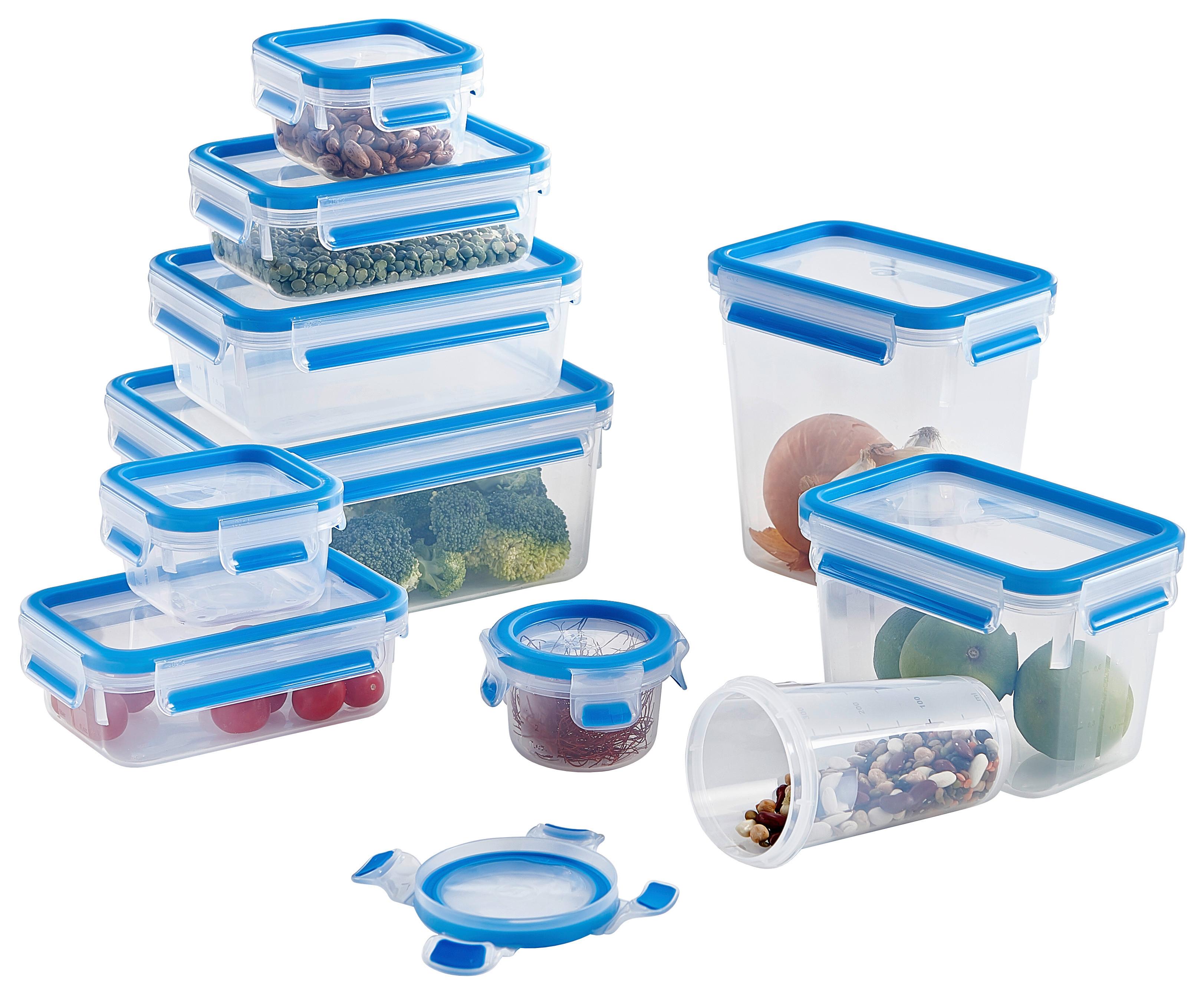 ZESTAW POJEMNIKÓW DO ŻYWNOŚCI N1031800 - przejrzysty/jasnoniebieski, Basics, tworzywo sztuczne - Emsa