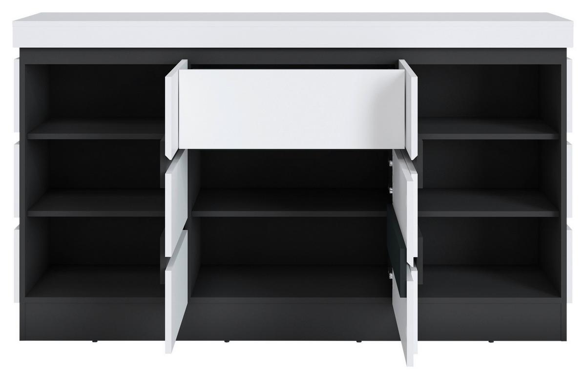 Comodă cu uși CAMPANIA - alb/antracit, Trend, material pe bază de lemn (160,8/92,5/45cm) - Modern Living