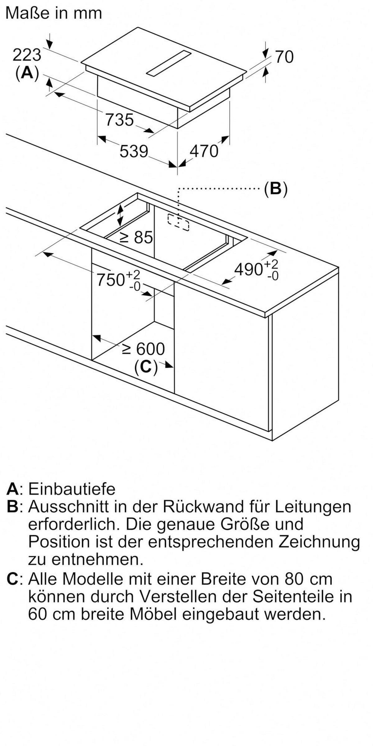 Kochfeld-Dunstabzug-Kombi PVS89BB16E - Schwarz, KONVENTIONELL, Glas/Metall (81,2/22,3/52cm) - Bosch