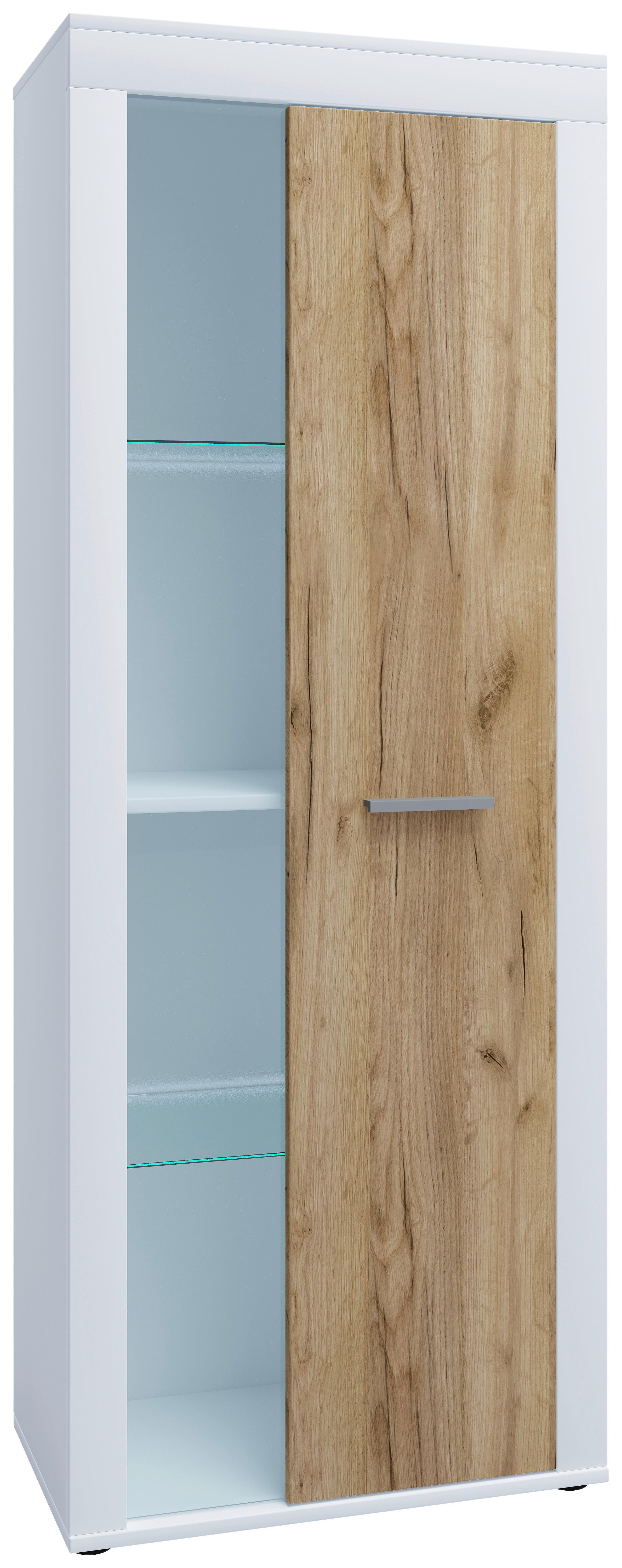 VITRINE USILO VITRINE - Honigeiche/Weiss, Design, Glas/Holzwerkstoff (60/159/35cm) - MID.YOU