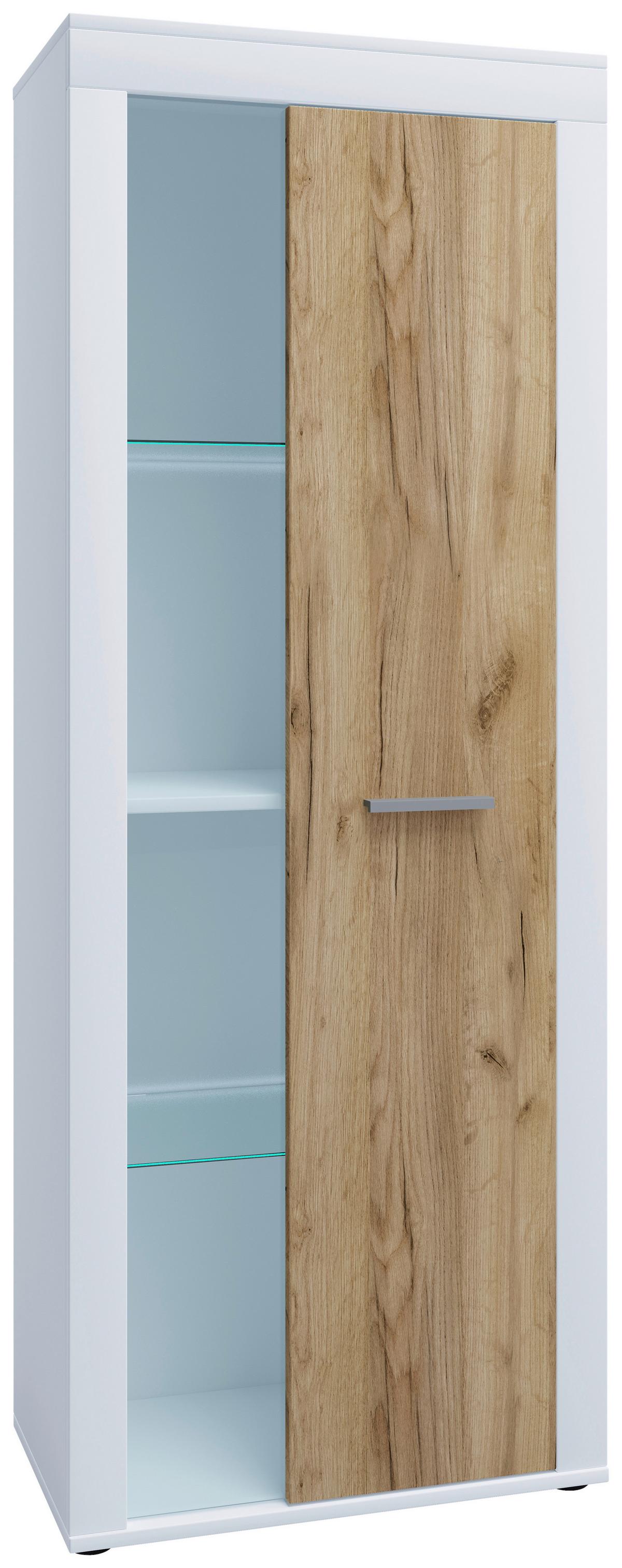 VITRINE USILO VITRINE - Honigeiche/Weiss, Design, Glas/Holzwerkstoff (60/159/35cm) - MID.YOU