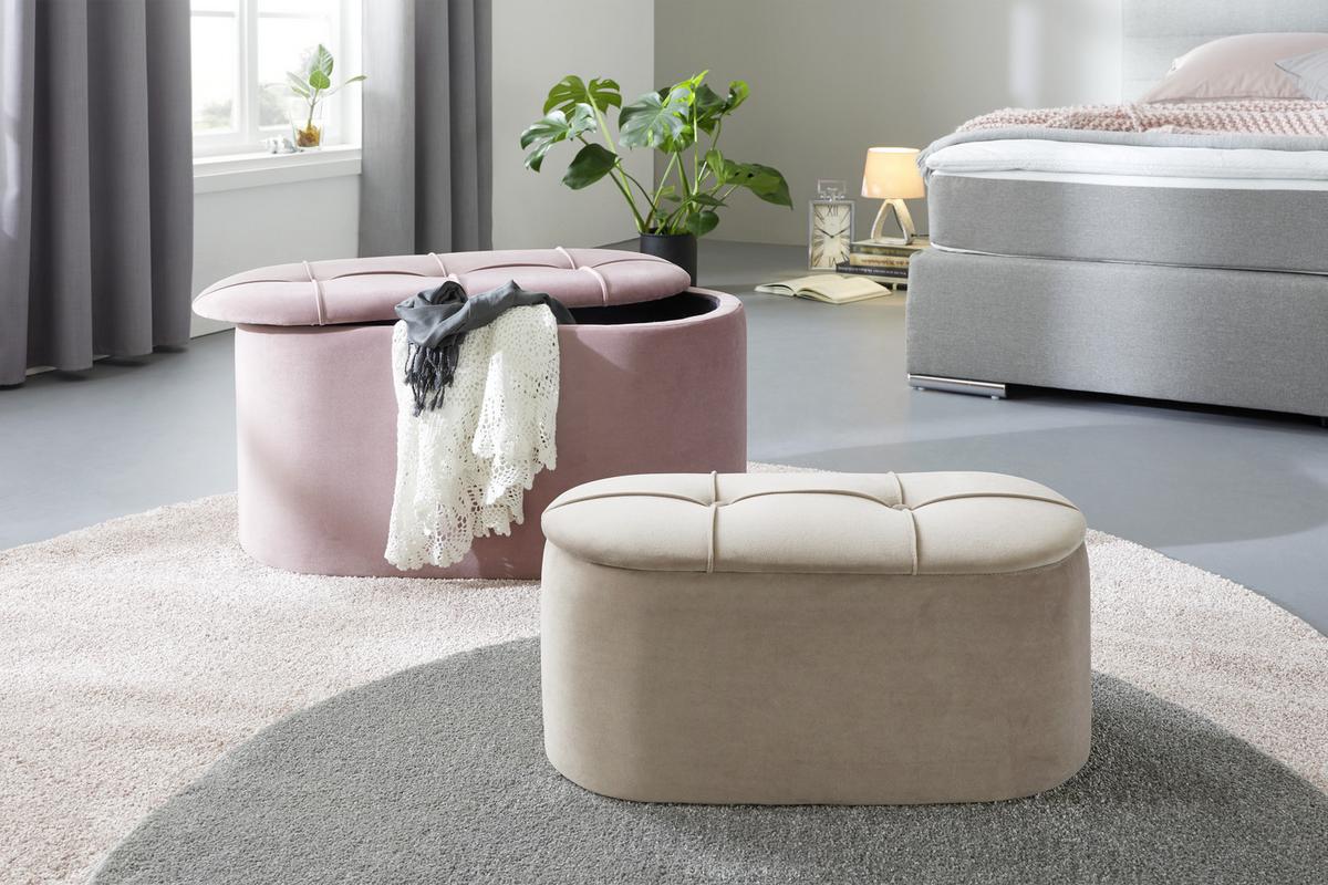 Sitzbank aus Samt, 2er Set - Flieder, Romantik / Landhaus, Holz/Textil (80/60/42/30/40/28cm) - Zandiara