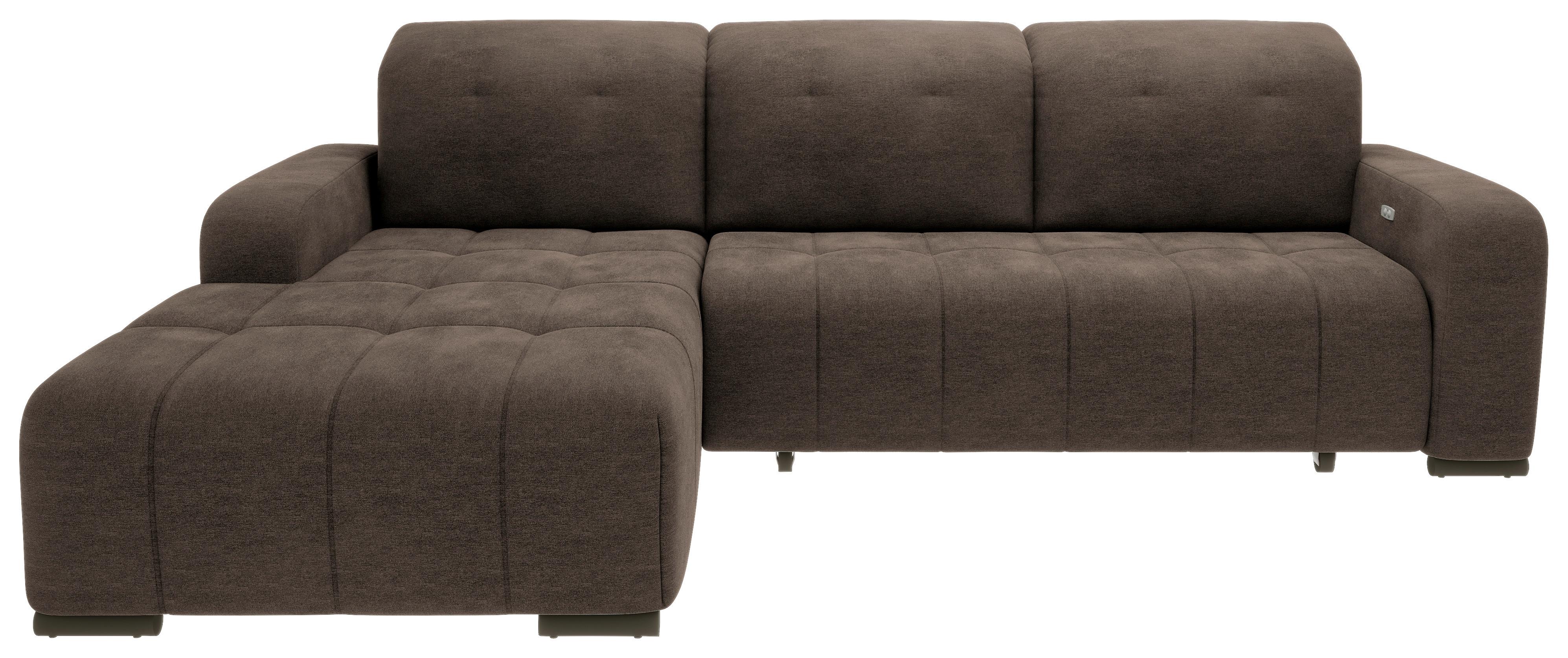 Wohnlandschaft Vicari Dunkelbraun Mikrofaser - Dunkelbraun/Schwarz, MODERN, Textil/Metall (292/185cm) - Livetastic