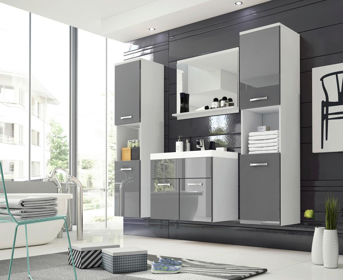 Kopalnica Montreal Xl, Bela, Siva, 5-Delno - siva/bela, Trendi, kovina/leseni material (120cm) - P & B