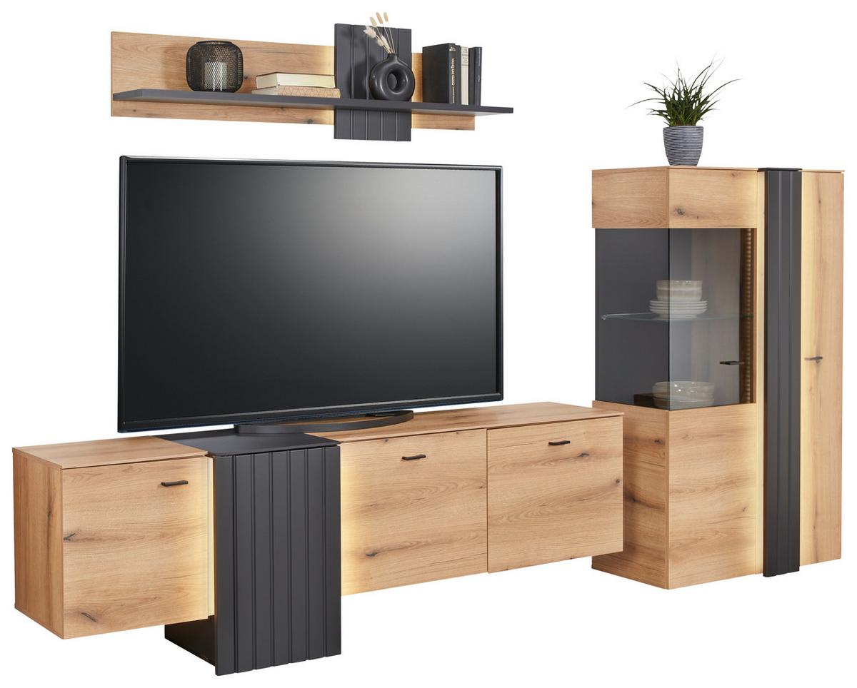TV-Element in Eiche/Grau - Modern, Holzwerkstoff/Kunststoff (207,8/66/44,8cm) - Mömax