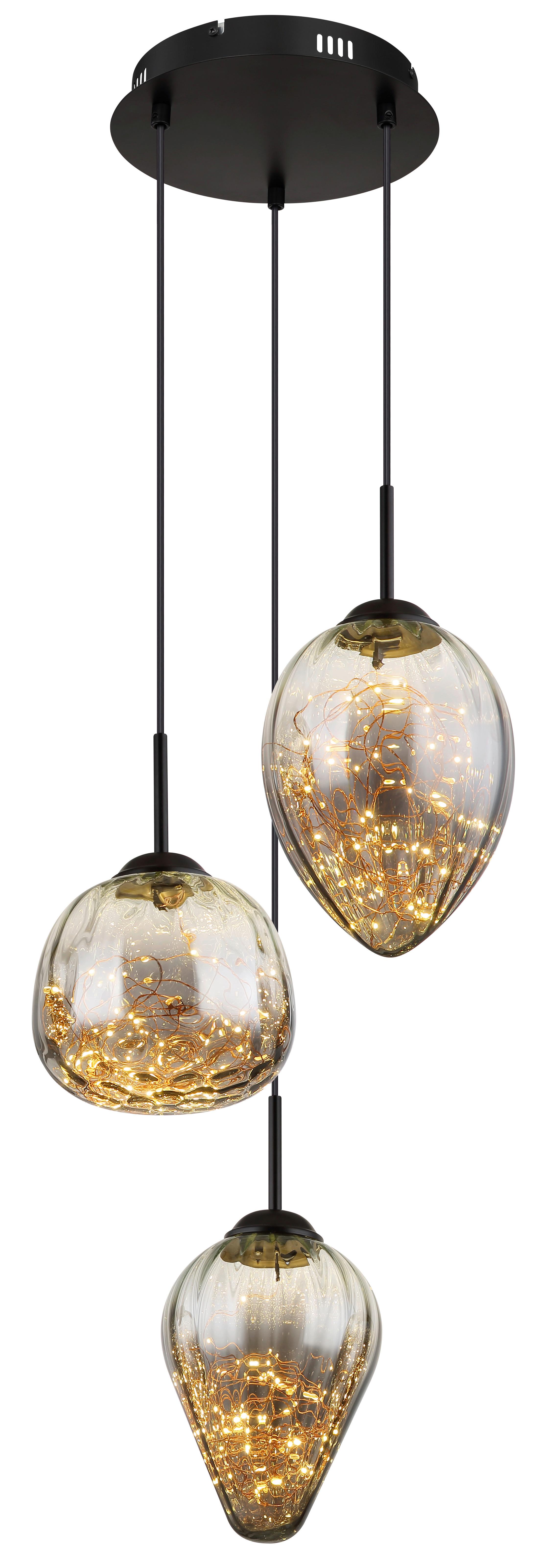 LED-HÄNGELEUCHTE 15642-3 - Klar/Schwarz, Design, Glas/Metall (39/120cm) - Globo