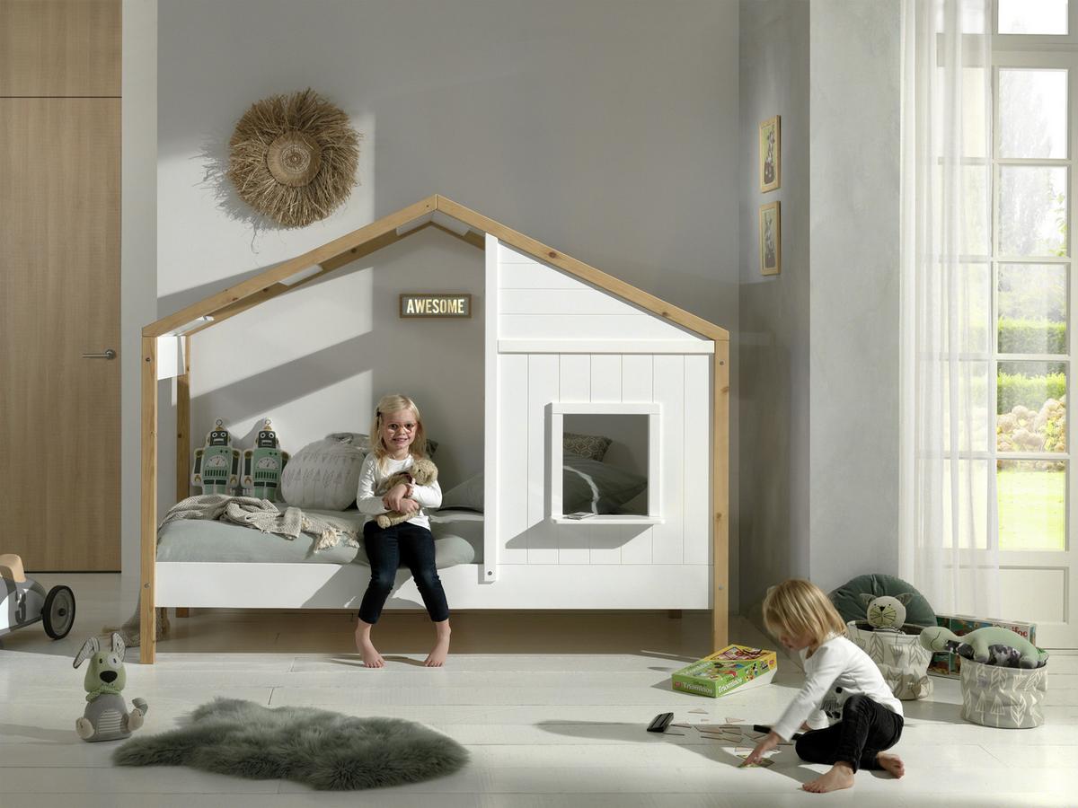 Hausbett Babs ca. 90x200 cmWeiß, Eichefarben - Eichefarben/Weiß, MODERN, Holz/Holzwerkstoff (90/200cm) - MID.YOU