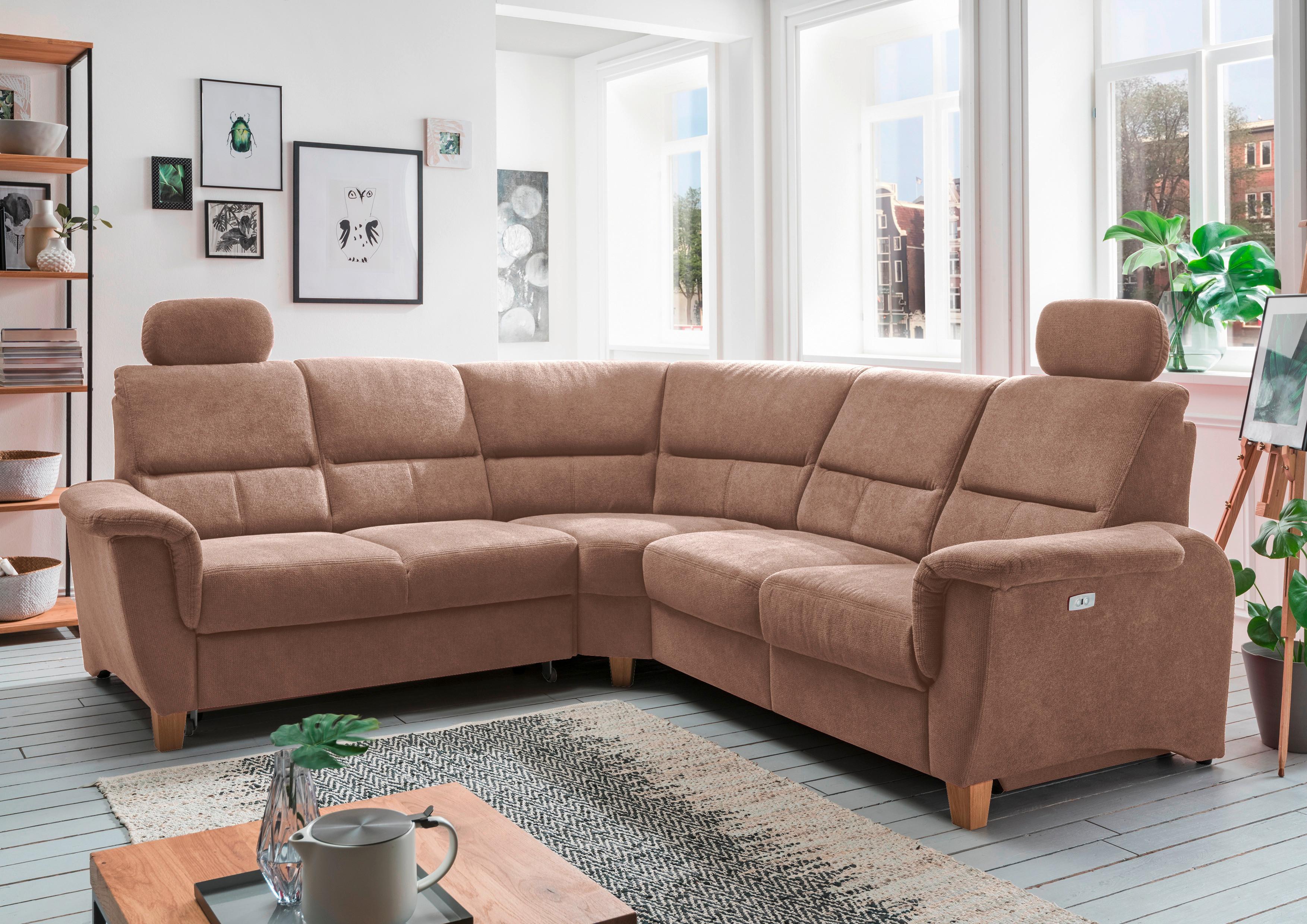 Ecksofa Parole Hellbraun Struktur - Hellbraun/Wildeiche, KONVENTIONELL, Holz/Textil (238/241cm) - Livetastic