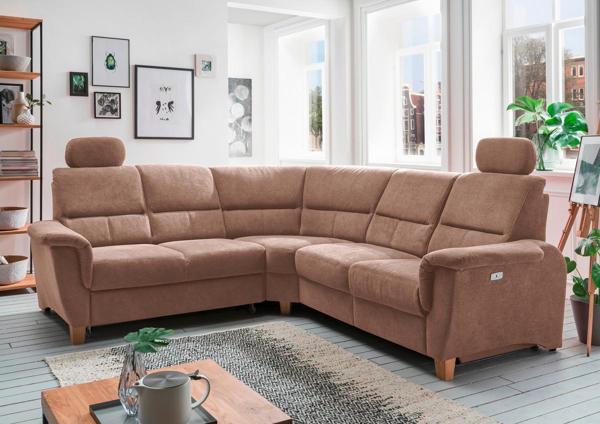Ecksofa Parole Hellbraun Struktur - Hellbraun/Wildeiche, KONVENTIONELL, Holz/Textil (238/241cm) - Livetastic