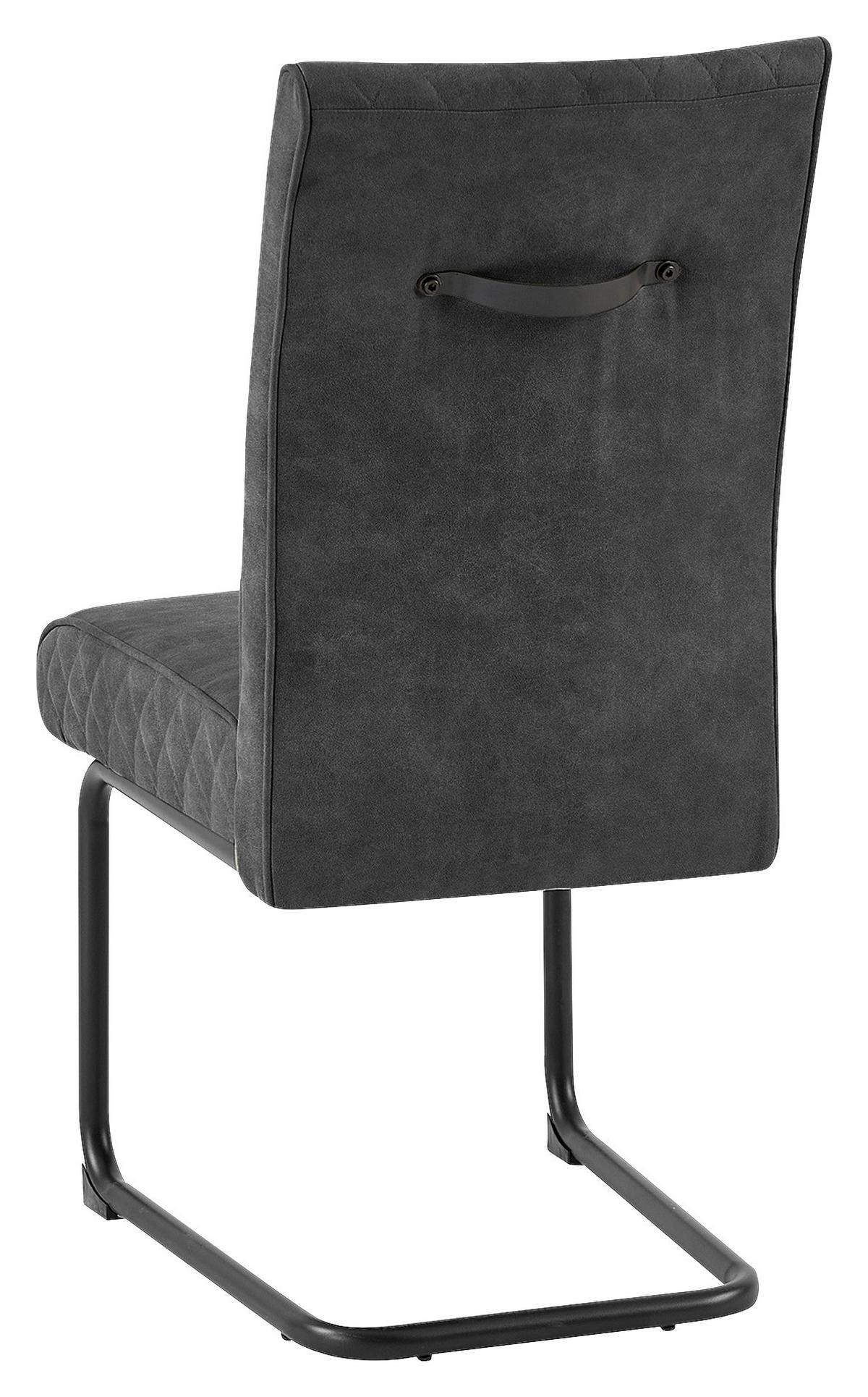 Schwingstuhl-Set Maria-XXL 2er-Set Anthrazit - Anthrazit/Schwarz, MODERN, Textil/Metall (45/95/60cm) - MID.YOU