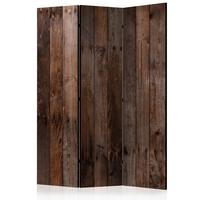Paravan Wooden Hut, 3-Delni, Akustičen - barve kapučina/rjava, Basics, umetna masa/tekstil (135/172/3cm) - artgeist