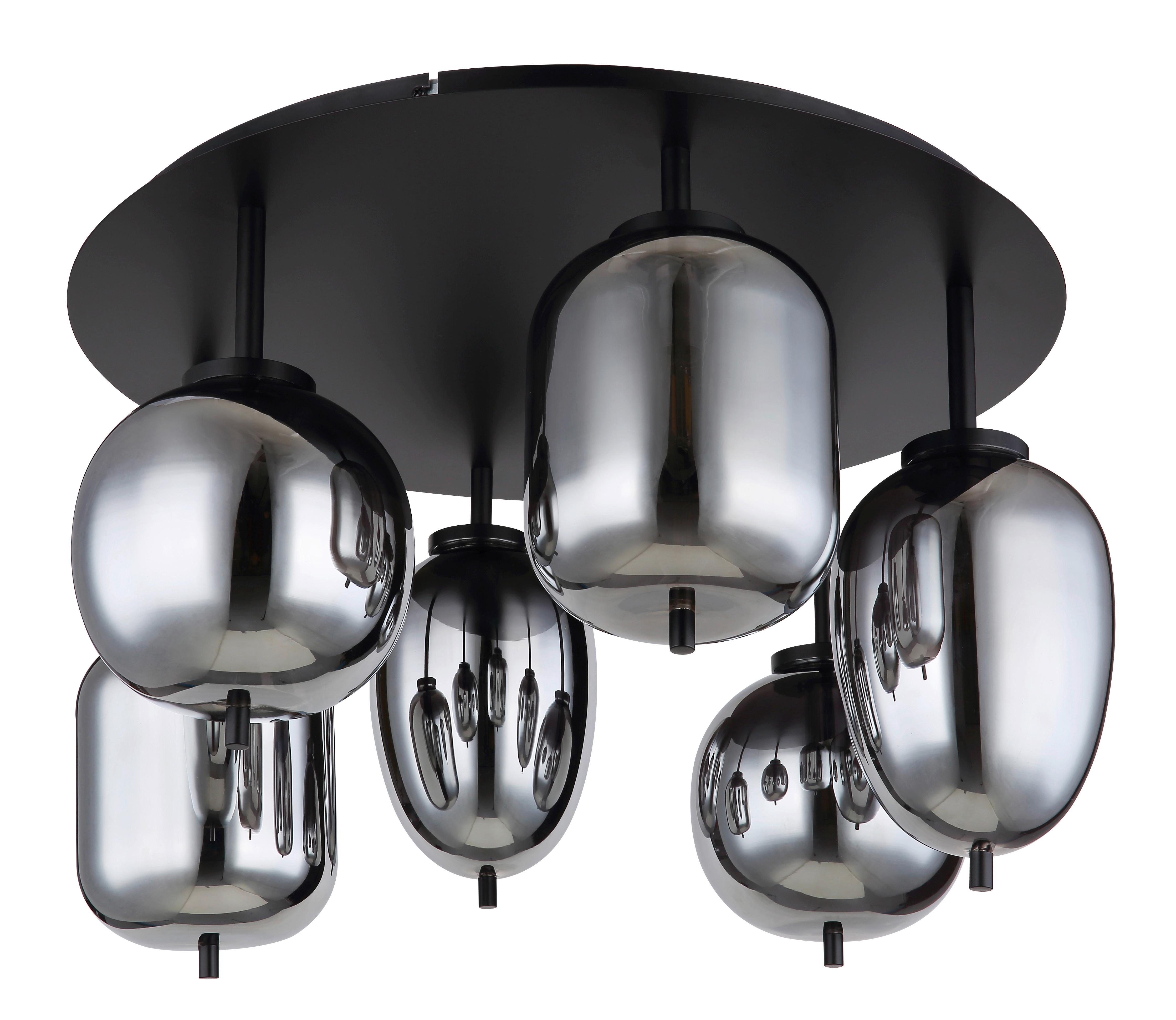 DECKENLEUCHTE 15345-6D - Schwarz, Design, Glas/Metall (63/38cm) - Globo