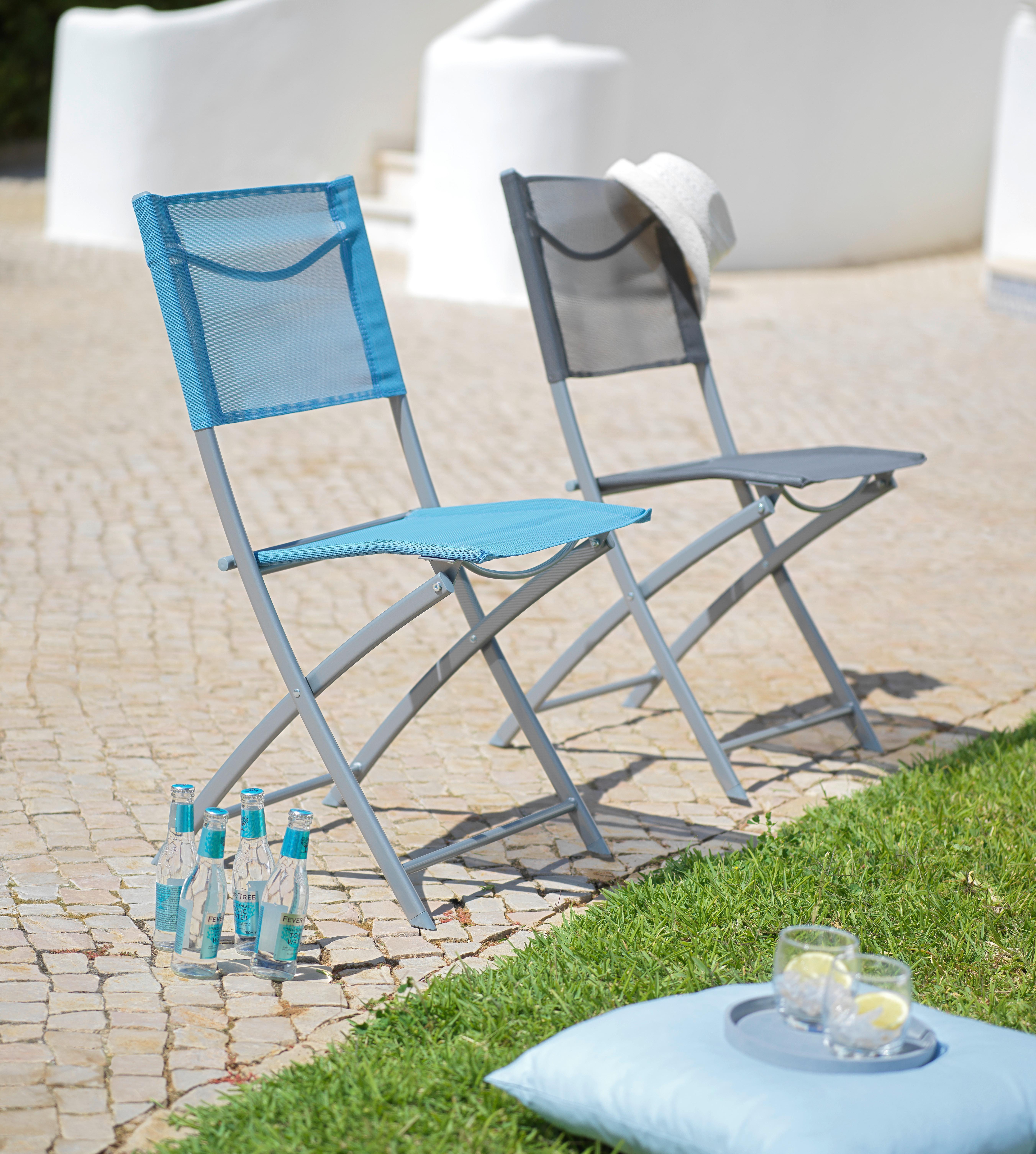Gartenstuhl Rüdiger Grau aus Stahl - Anthrazit/Hellgrau, Kunststoff/Textil (45/83/50cm) - Mömax