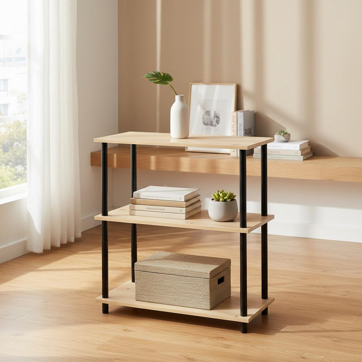 Polica Timilli - prirodne boje/crna, Moderno, drvni materijal/metal (60/76/30cm) - Modern Living
