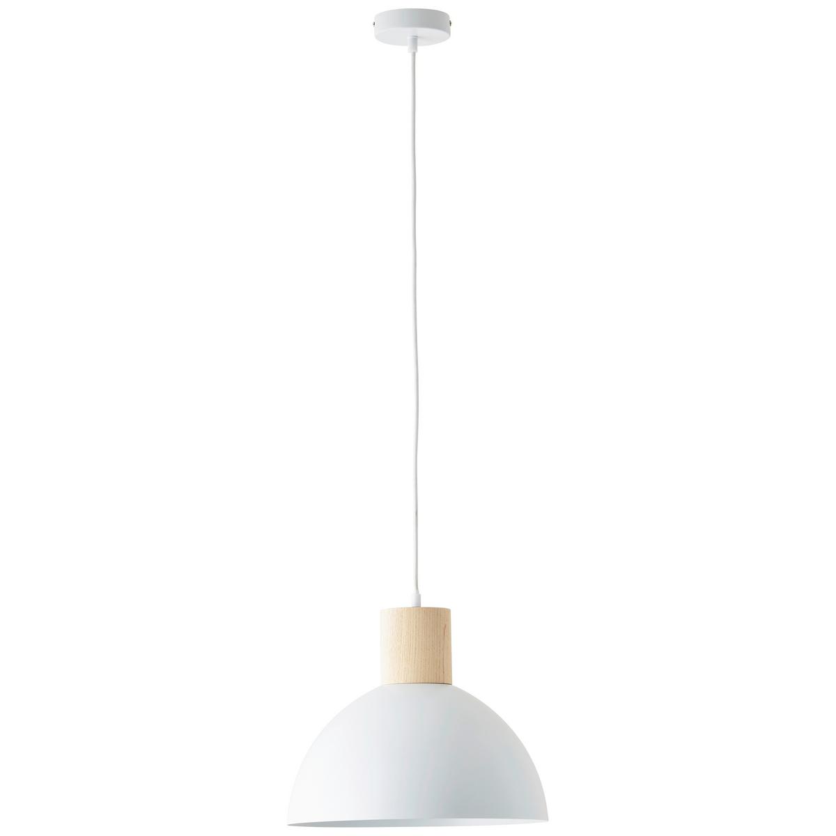 Pendelleuchte Daintree Weiß/Naturfarben max. 60 Watt - Weiß/Naturfarben, Basics, Holz/Metall (34/120cm) - Brilliant