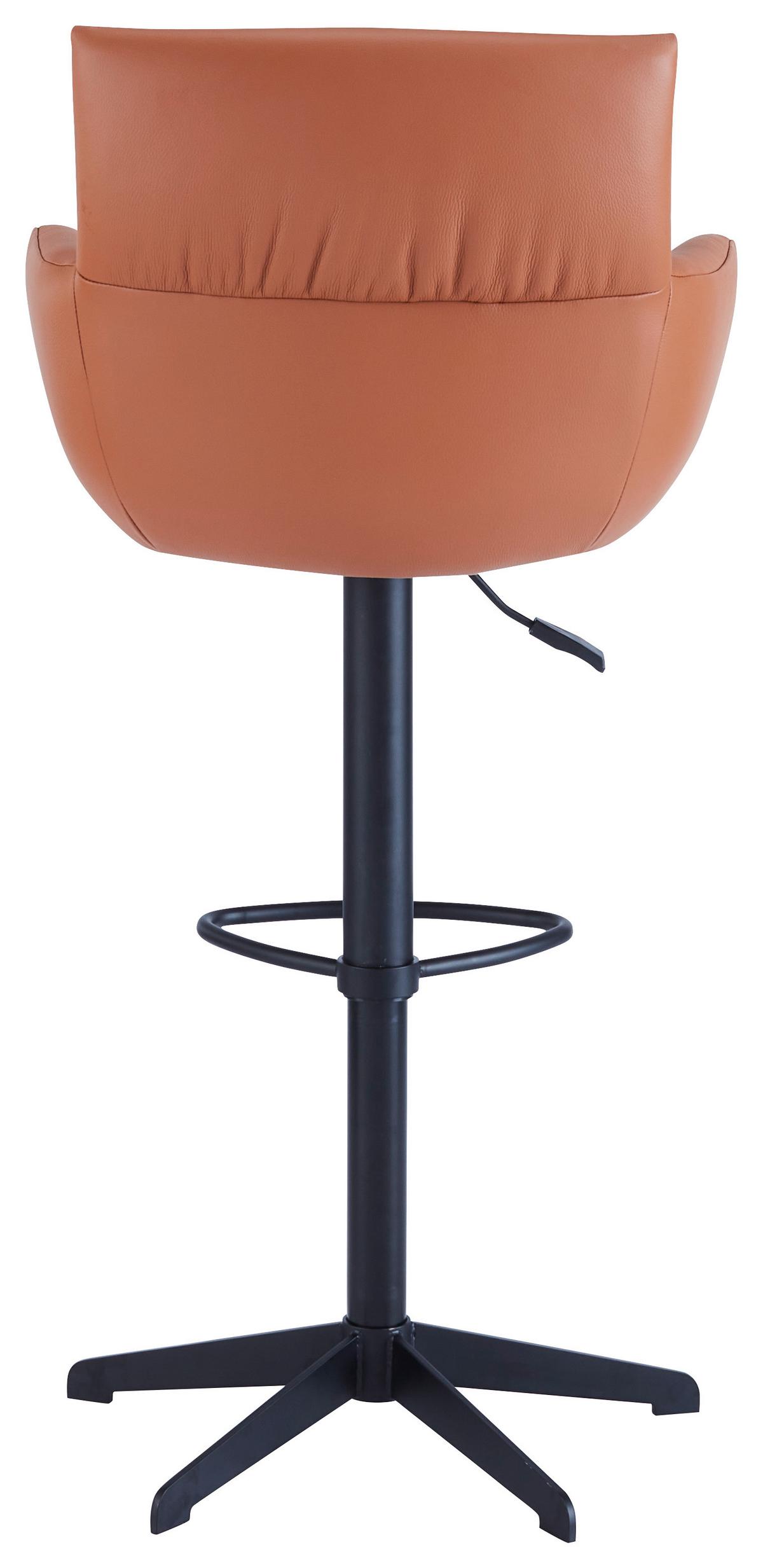 STOŁEK BAROWY PARIS -EXKLUSIV- - kolor rdzawy/czarny, Design, skóra/metal (58/88-112/58cm) - Dieter Knoll