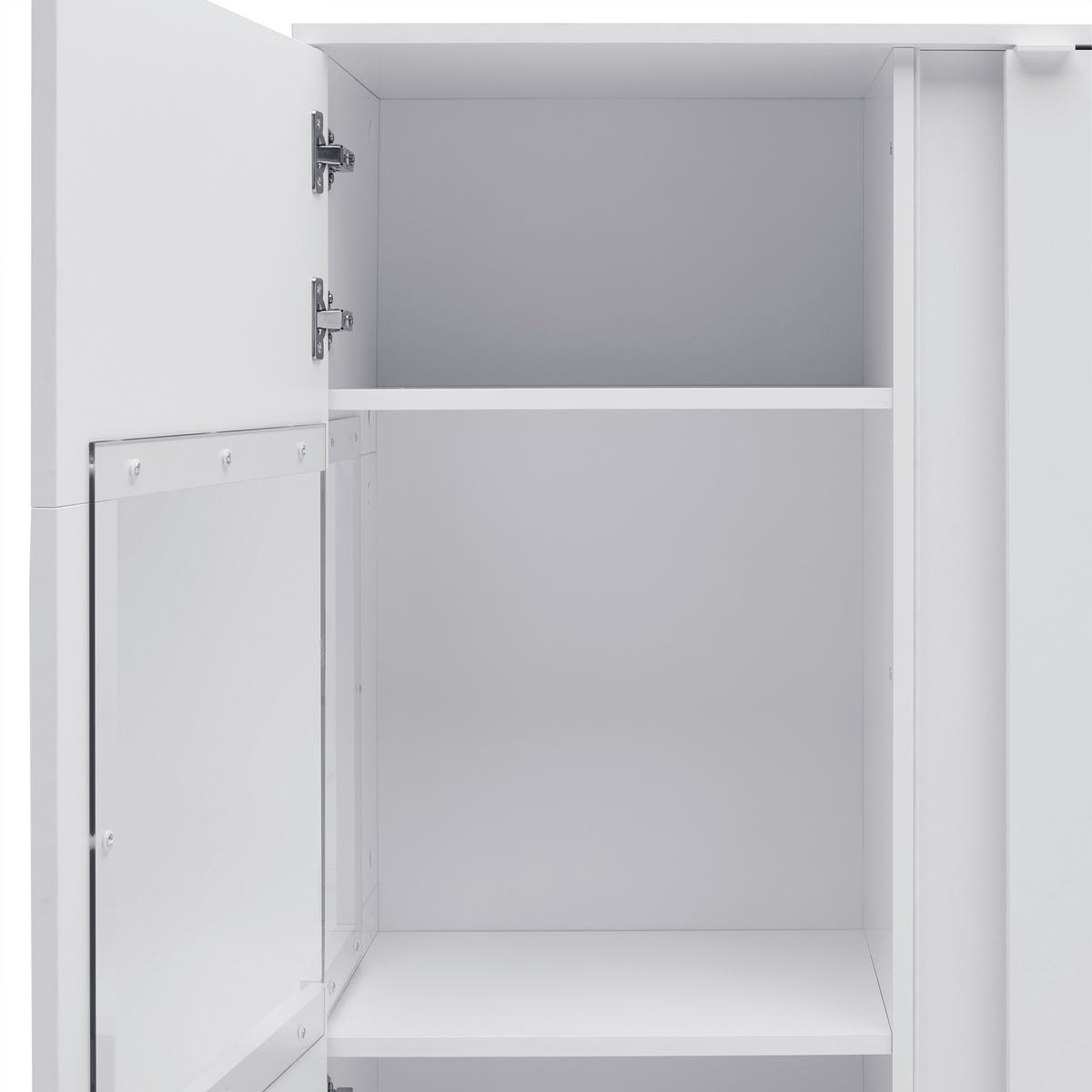 Highboard Delio Weiß - Silberfarben/Schwarz, MODERN, Glas/Holzwerkstoff (90/145/38cm) - Mömax