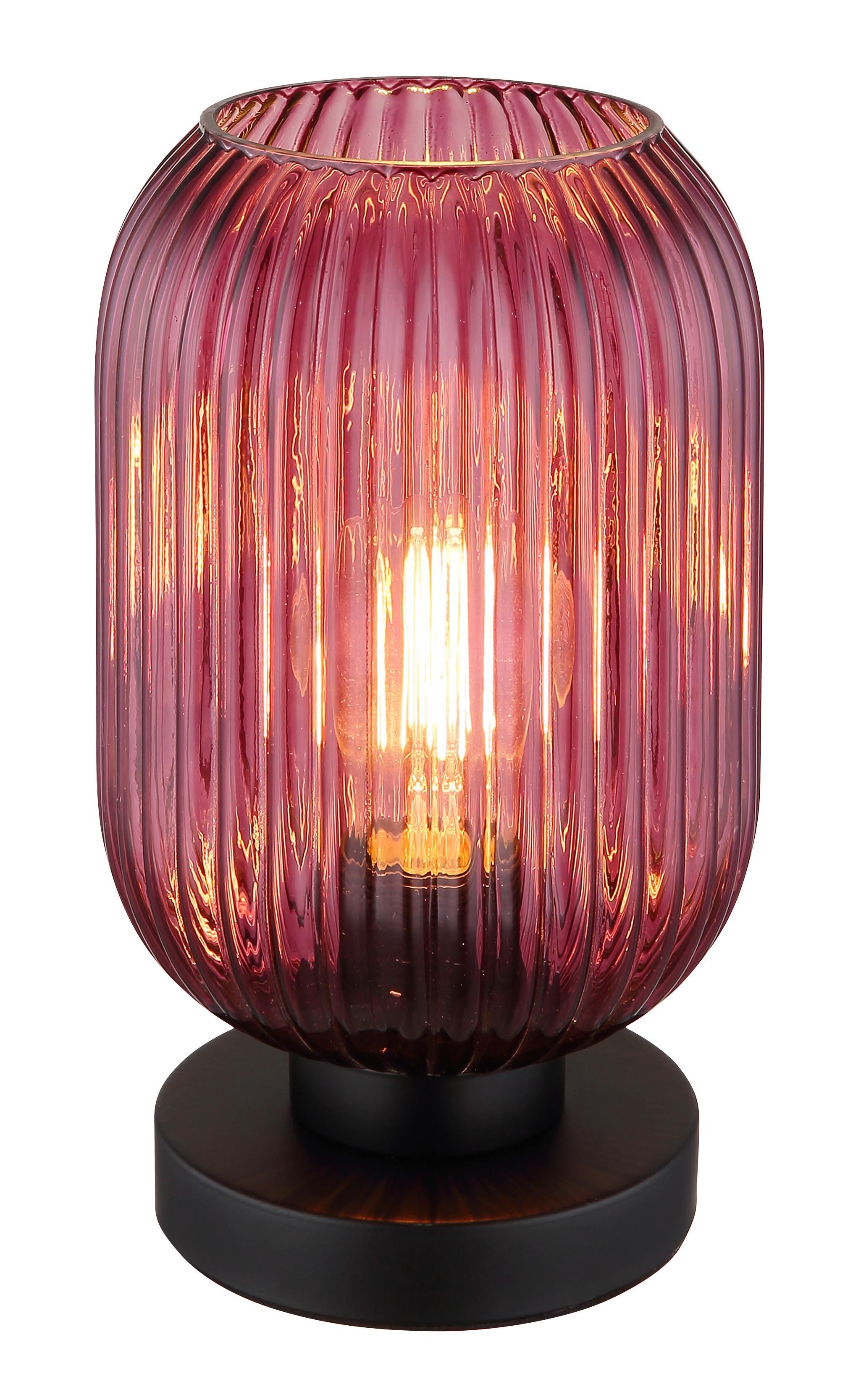 Tischleuchte Normy Lila/Schwarz max. 40 Watt - Lila/Schwarz, KONVENTIONELL, Glas/Metall (14/24cm) - Globo