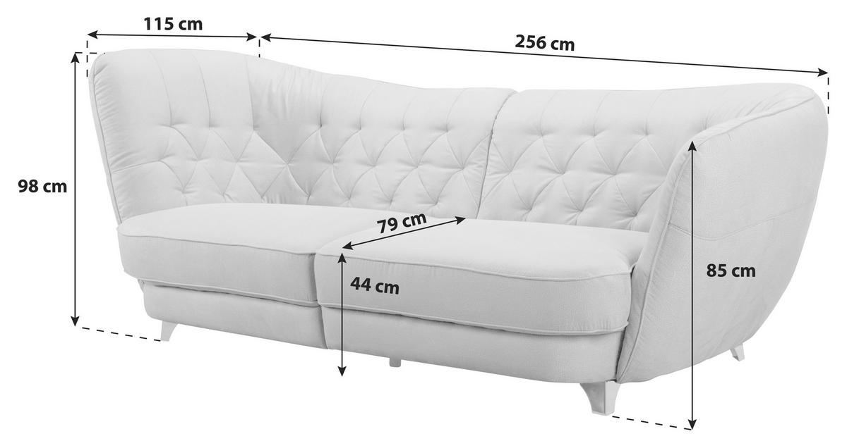 Megasofa "Retro" , dunkelbraun - Chromfarben/Dunkelbraun, MODERN, Textil/Metall (256/85/115cm) - MID.YOU