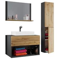 Badezimmer Lendas 4-tlg. ca. 113 cm Honigeiche/Anthr. - Honigeiche/Anthrazit, MODERN, Keramik/Holzwerkstoff (113/64,2/51,4cm) - MID.YOU