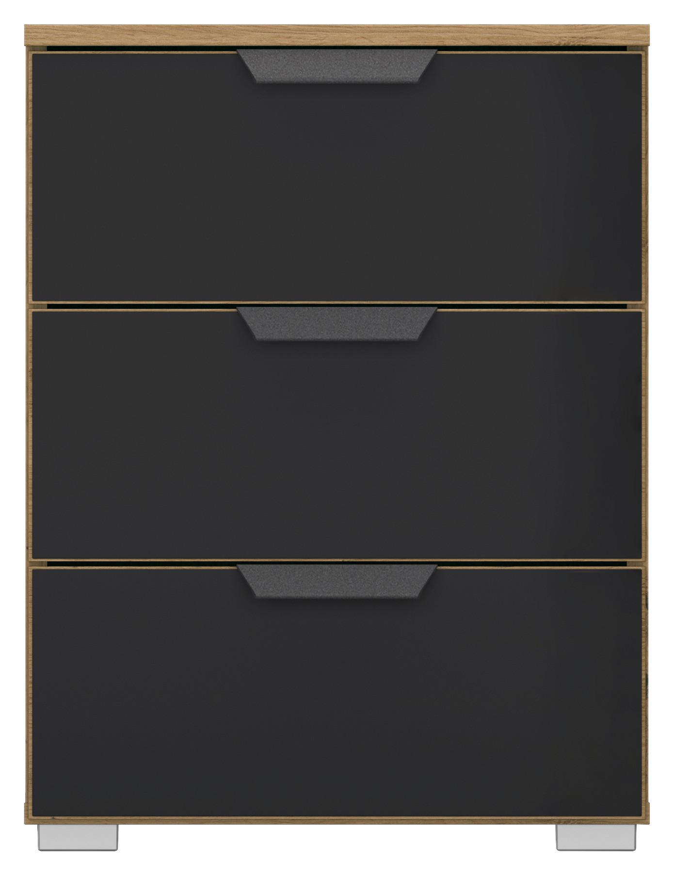 Noćni Ormarić Artemis - siva/hrast Artisan, Moderno, staklo/drvni materijal (47/62/42cm) - Modern Living