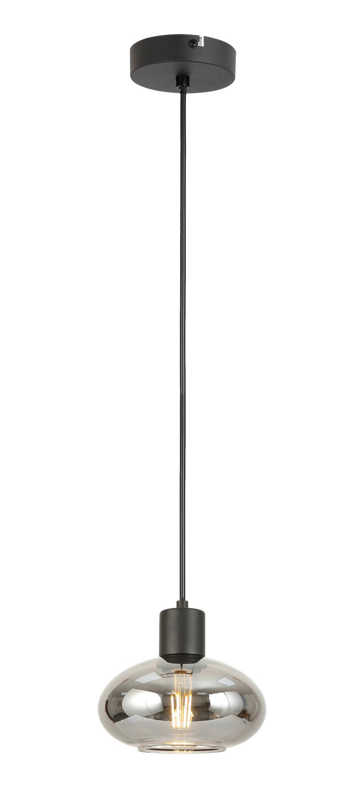 Hängeleuchte Tipo in  Schwarz max. 25 Watt - Schwarz, Modern, Glas/Metall (18/120cm) - Mömax