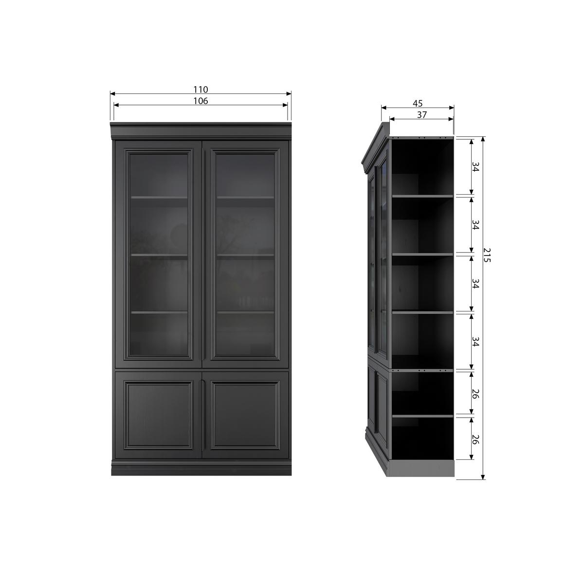 Vitrne Organize Schwarz - Schwarz, Design, Glas/Holz (110/215/44cm) - Livetastic