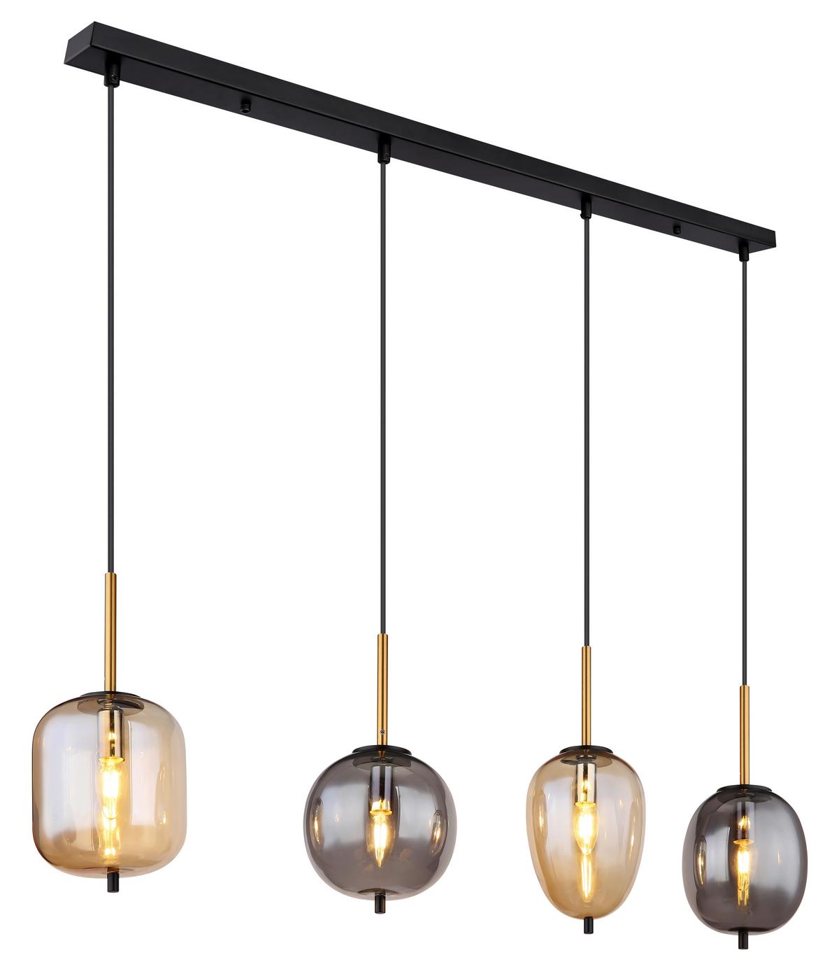 Svjetiljka Viseća 15345-4a Blacky - boje mjeda/crna, Design, staklo/metal (110/18,5/120cm) - Globo