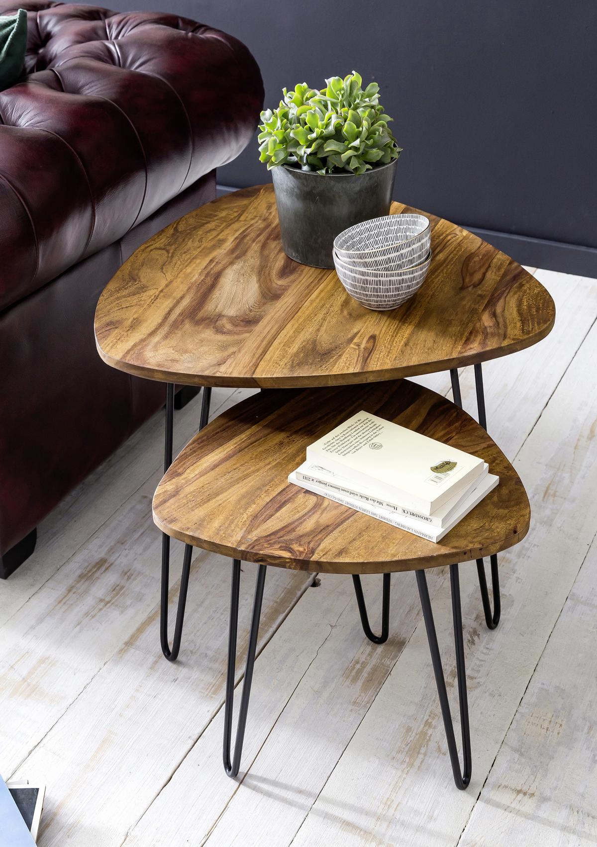 SATZTISCH WL5.659 - Sheeshamfarben/Schwarz, Design, Holz/Metall (60/56/60cm) - MID.YOU