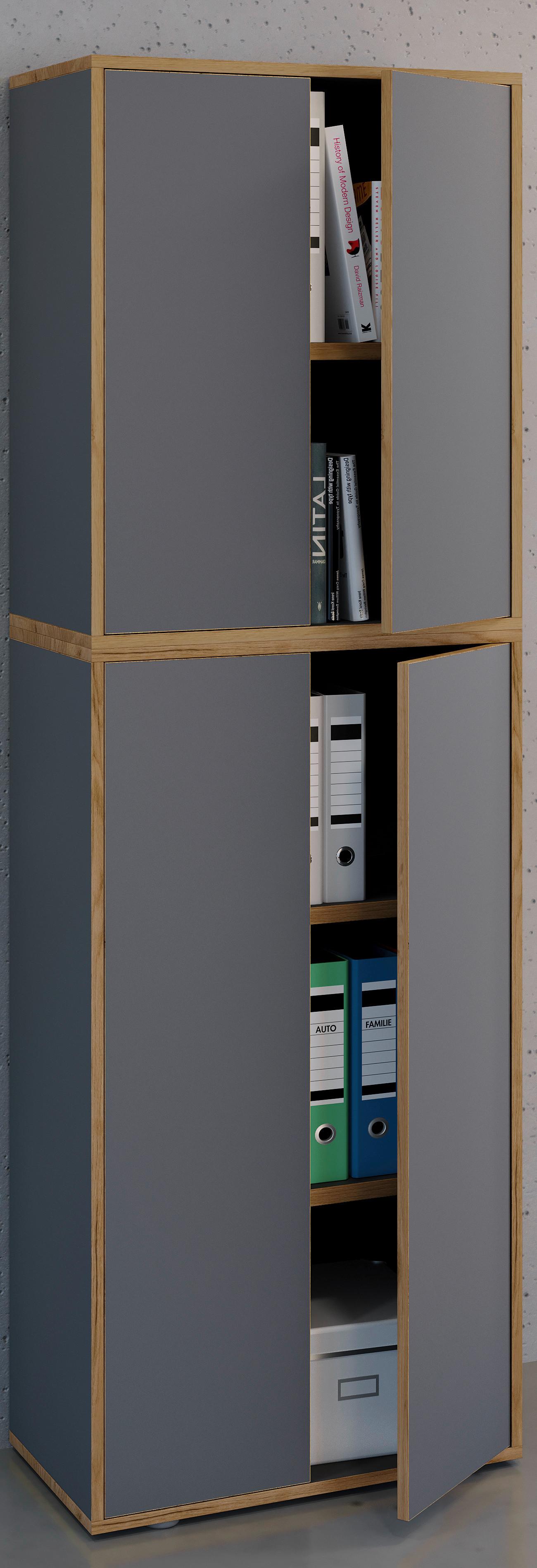 Arhivska Omara Salia B60, Antracit, Barva Hrasta - medeni hrast/antracit, Design, leseni material (60/183/33cm) - MID.YOU