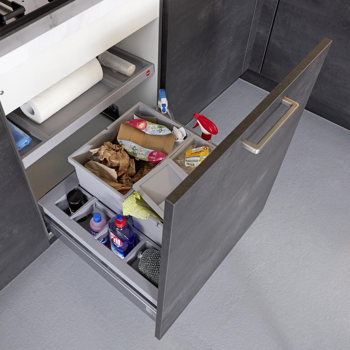 Eckküche Laser in Schwarzbeton NB - Schieferfarben/Schwarz, MODERN, Holzwerkstoff (288/228cm) - Nobilia