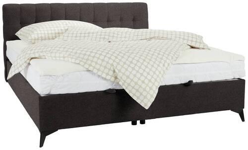 Boxbett in Dunkelbraun ca. 180x200cm - Graubraun/Schwarz, KONVENTIONELL, Holzwerkstoff/Kunststoff (180/200cm) - Mömax