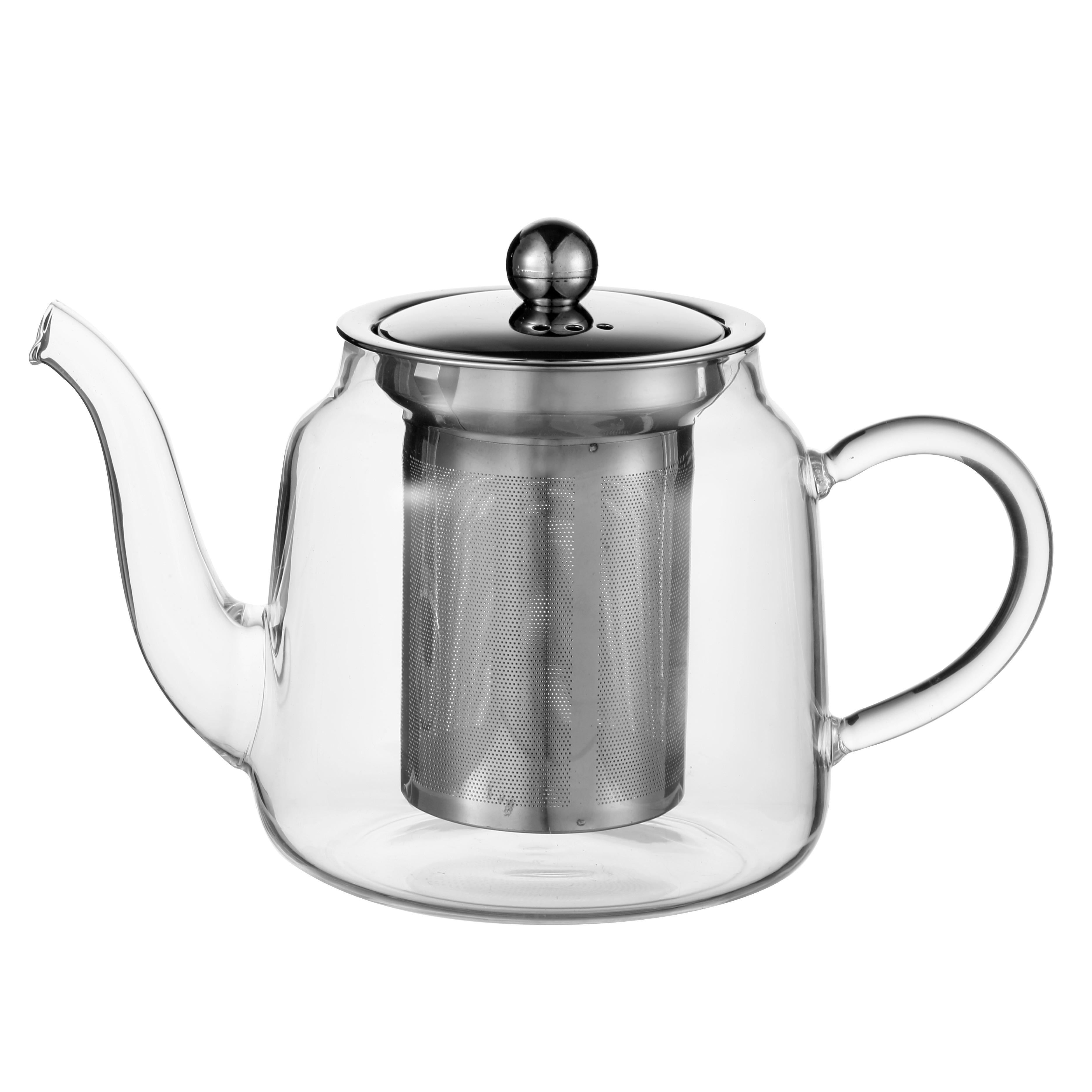 Teekanne Tea Fusion ca. 700ml - Klar/Edelstahlfarben, Modern, Glas/Metall (19,5/11,5/14,5cm) - Premium Living