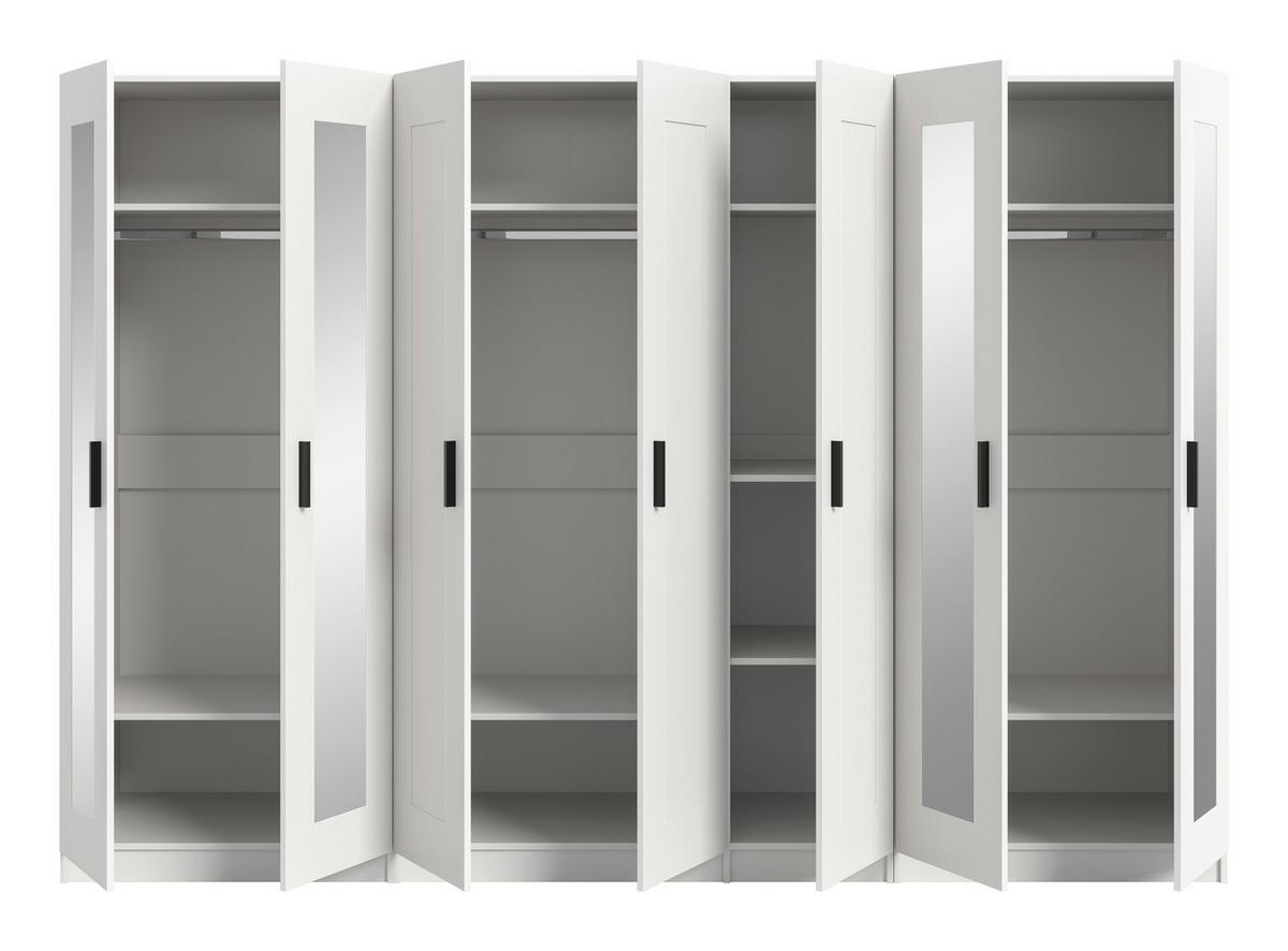 Drehtürenschrank Visby Weiß - Schwarz/Weiß, ROMANTIK / LANDHAUS, Holzwerkstoff/Kunststoff (280/194/56cm) - Livetastic
