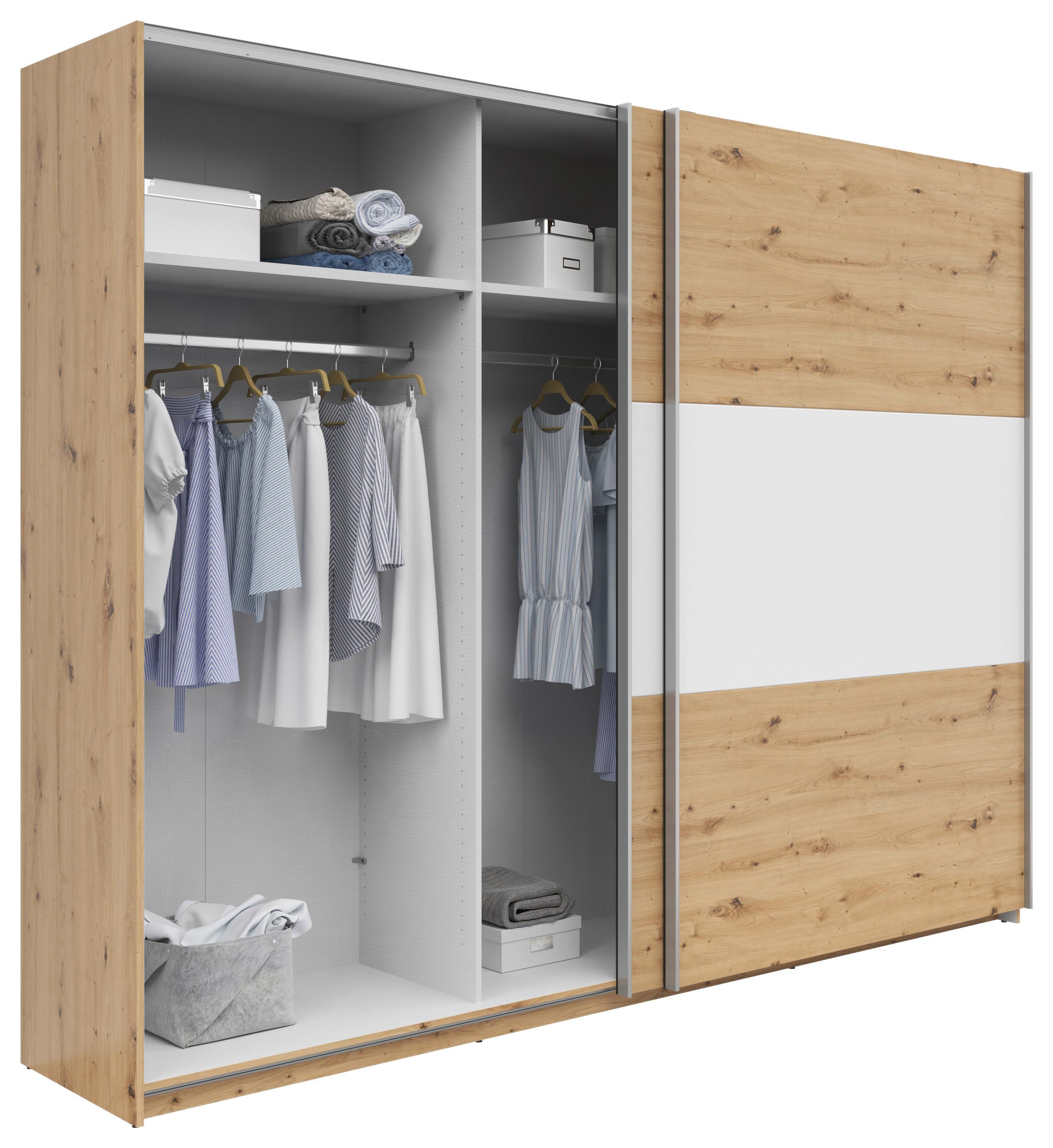 Ormar S Kliznim Vratima Saturn - bijela/srebrne boje, Konvencionalno, drvni materijal/metal (270/210/59cm) - Based