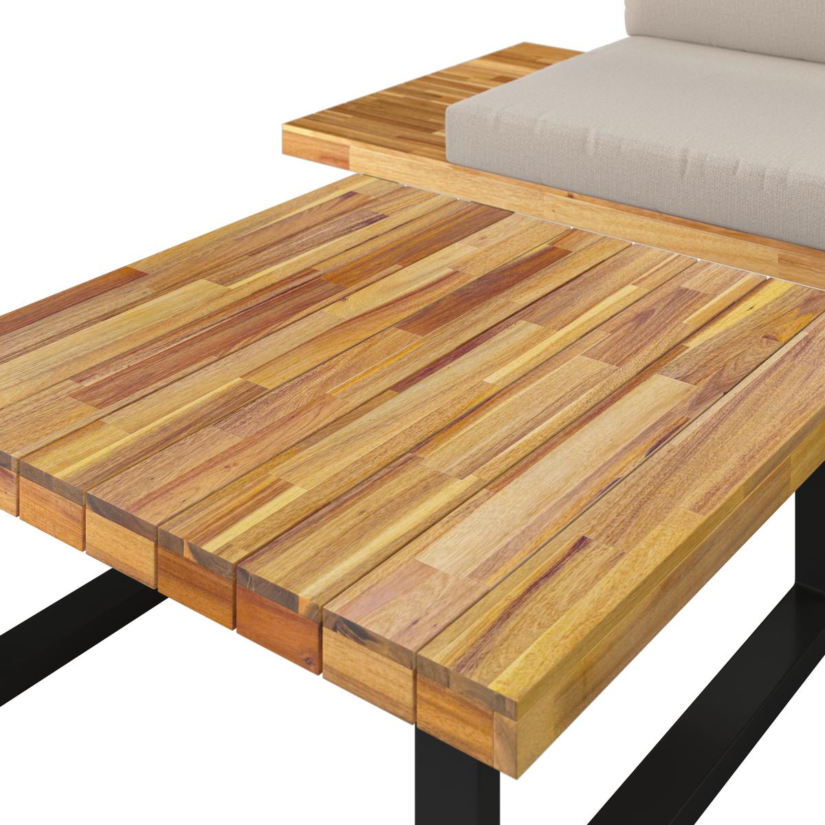 Loungegarnitur Cristina Creme Echtholz/Textil/Metall - Creme/Schwarz, Modern, Holz/Textil (254/78/82cm) - Bessagi Garden