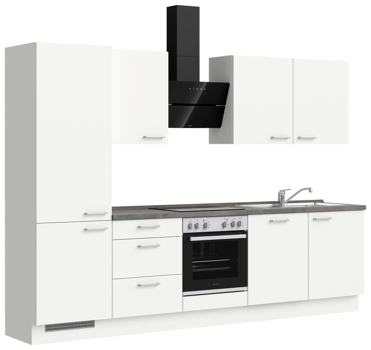 Küchenleerblock Touch High o. Geräte Weiß - Edelstahlfarben/Weiß, MODERN, Holzwerkstoff/Metall (300cm) - Nobilia