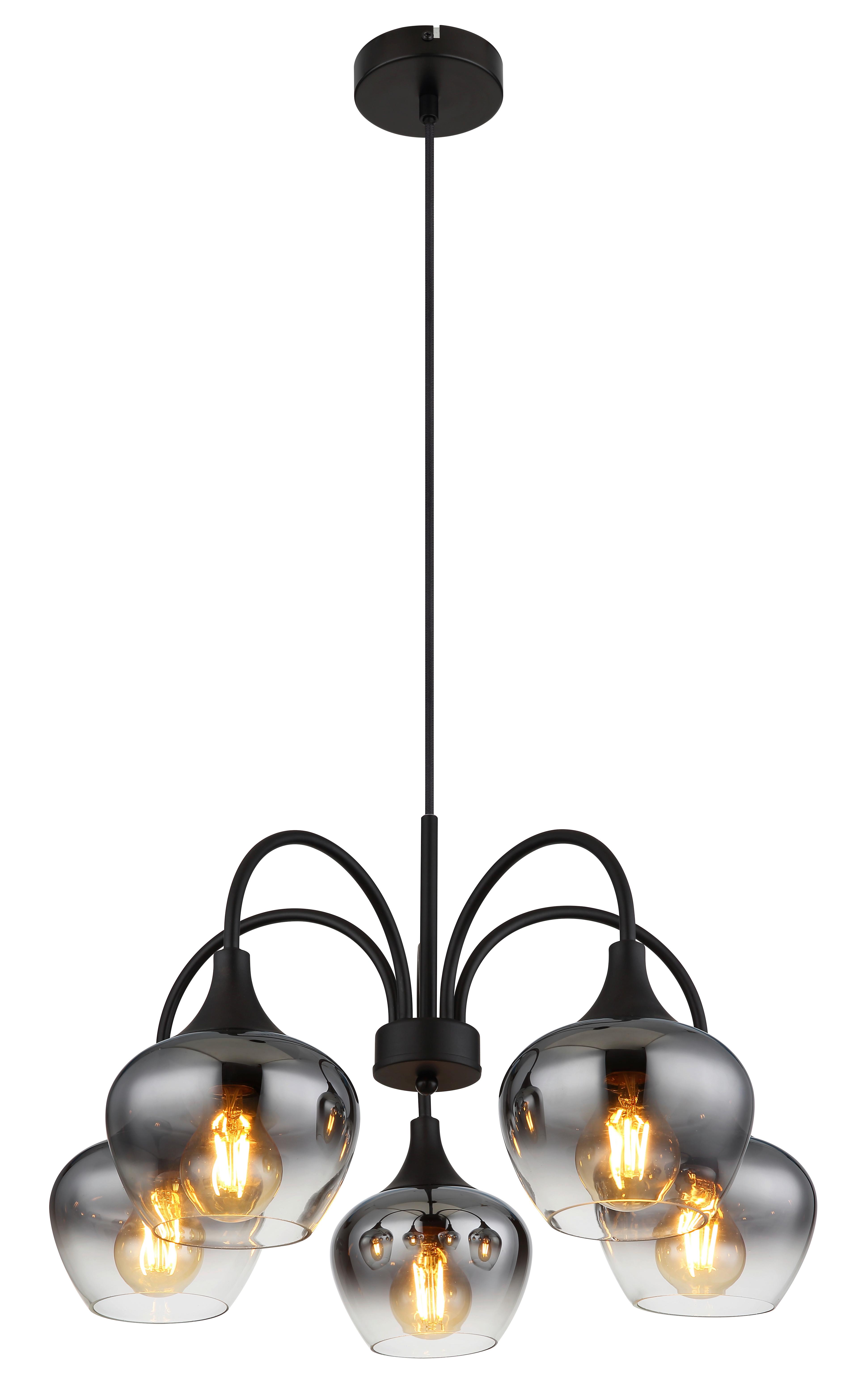 Hängeleuchte Borna Schwarz max. 40 Watt - Schwarz, MODERN, Glas/Metall (55/120cm) - Novel