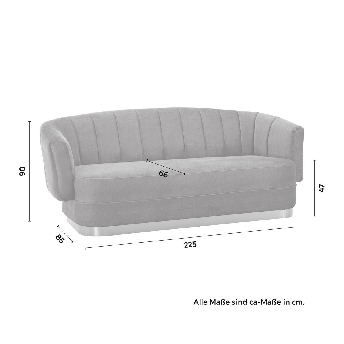 Trosed Anton, Siva, Žamet - zlate barve/siva, Moderno, kovina/tekstil (225/90/85cm) - Bessagi Home
