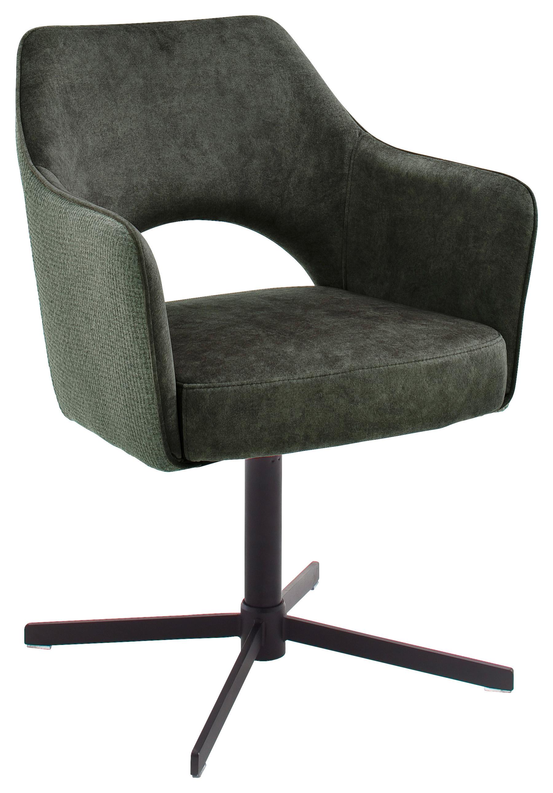 Armlehnstuhl Valletta in Olivgrün/Schwarz - Schwarz/Olivgrün, KONVENTIONELL, Textil/Metall (61/85/60cm) - Premium Living