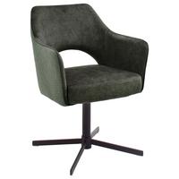 Armlehnstuhl Valletta in Olivgrün/Schwarz - Schwarz/Olivgrün, Konventionell, Textil/Metall (61/85/60cm) - Premium Living