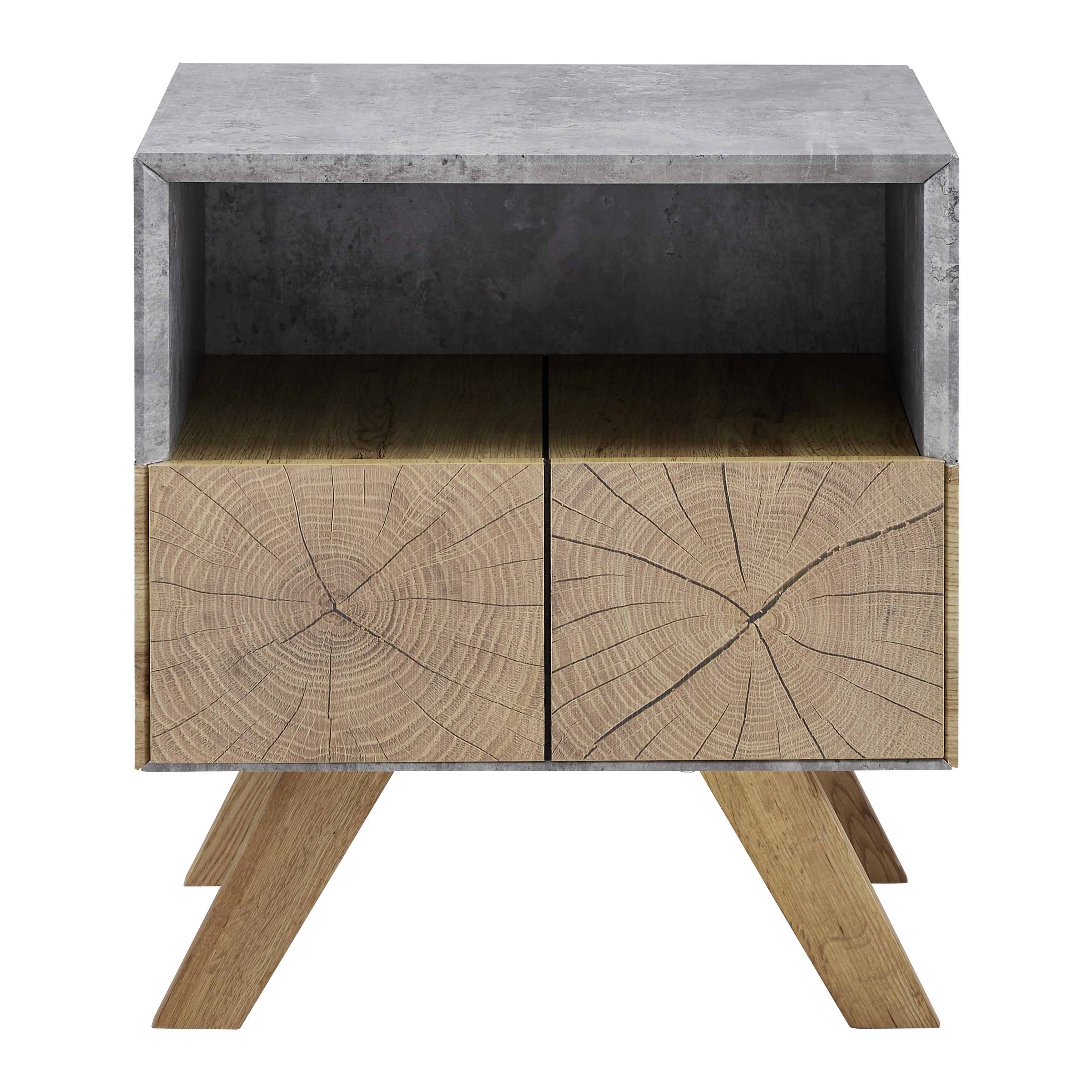 Nachttisch Holz "Casper", aus Eiche, teilmassiv - Eichefarben/Grau, MODERN, Holz (45/50/40cm) - Bessagi Home