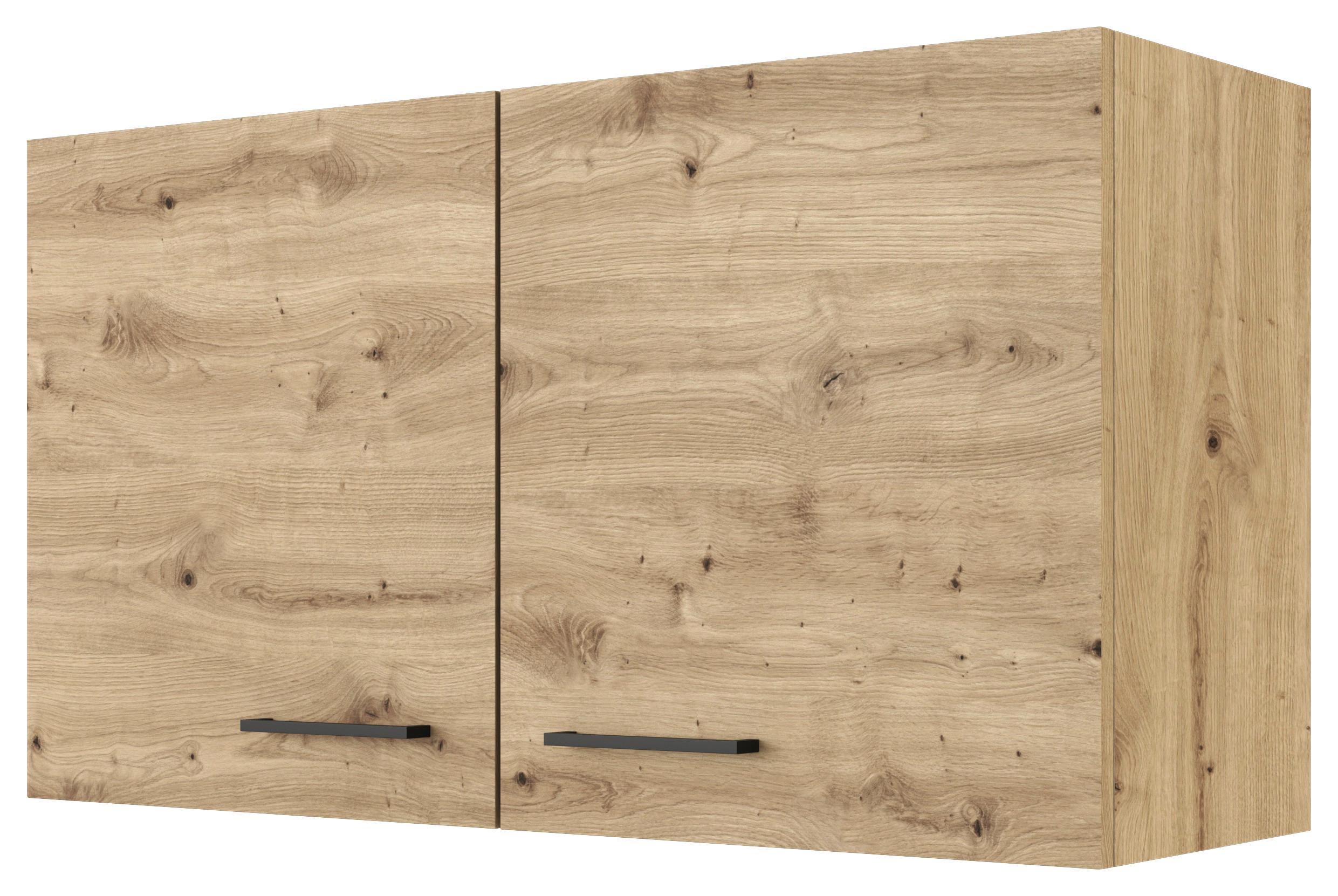 Küchenoberschrank Cara ca. 100x55x32 cm Eiche Artisan - Schwarz/Eiche Artisan, KONVENTIONELL, Holzwerkstoff/Metall (100/54,8/32cm) - FlexWell