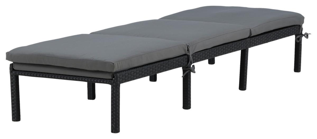 Sonnenliege Bilbao ca. 59x84x198 cm Schwarz - Schwarz, KONVENTIONELL, Kunststoff (59/84/198cm) - Gardenson