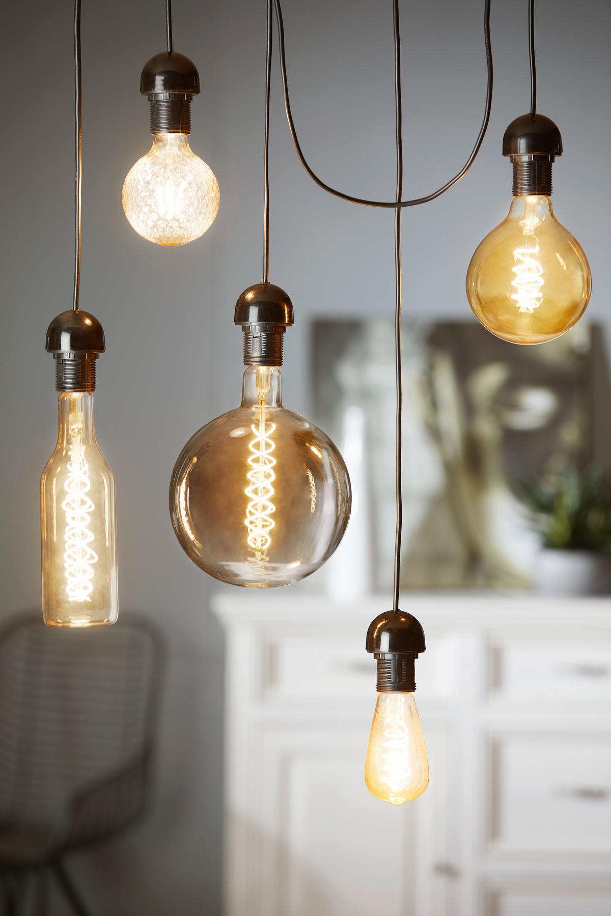 LED-Leuchtmittel DIY max. 6 Watt - Bernsteinfarben, MODERN, Glas/Metall (7,5/7,5/24,5cm)
