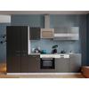 Küchenblock Malia mit Geräten ca. 310 cm Grau - Edelstahlfarben/Graphitfarben, Basics, Holzwerkstoff/Metall (310cm) - Respekta