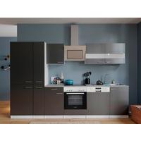 Küchenblock Malia mit Geräten ca. 310 cm Grau - Edelstahlfarben/Graphitfarben, Basics, Holzwerkstoff/Metall (310cm) - Respekta