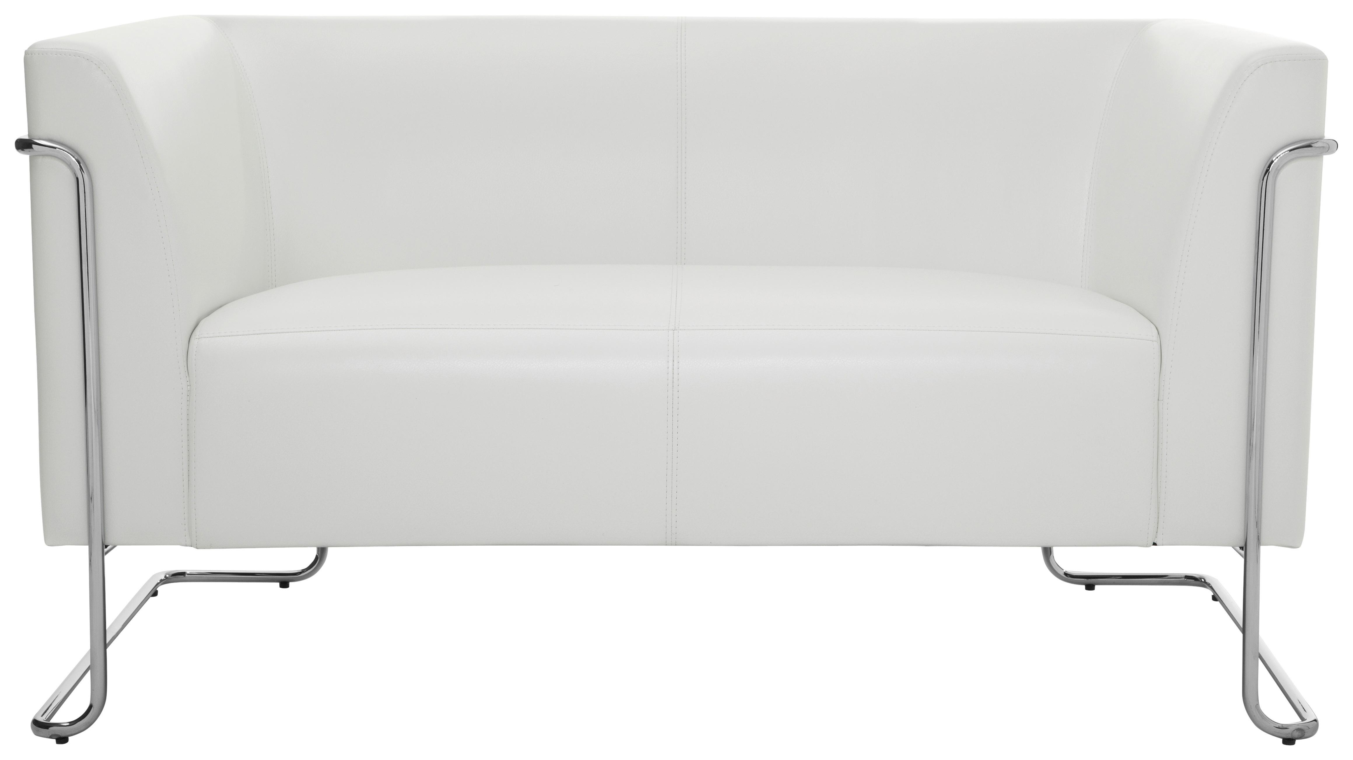 Dvosed Curacao, Bela - srebrne barve/bela, Moderno, kovina/tekstil (130/71/74cm) - MID.YOU
