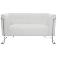 Dvosed Curacao, Bela - srebrne barve/bela, Moderno, kovina/tekstil (130/71/74cm) - MID.YOU